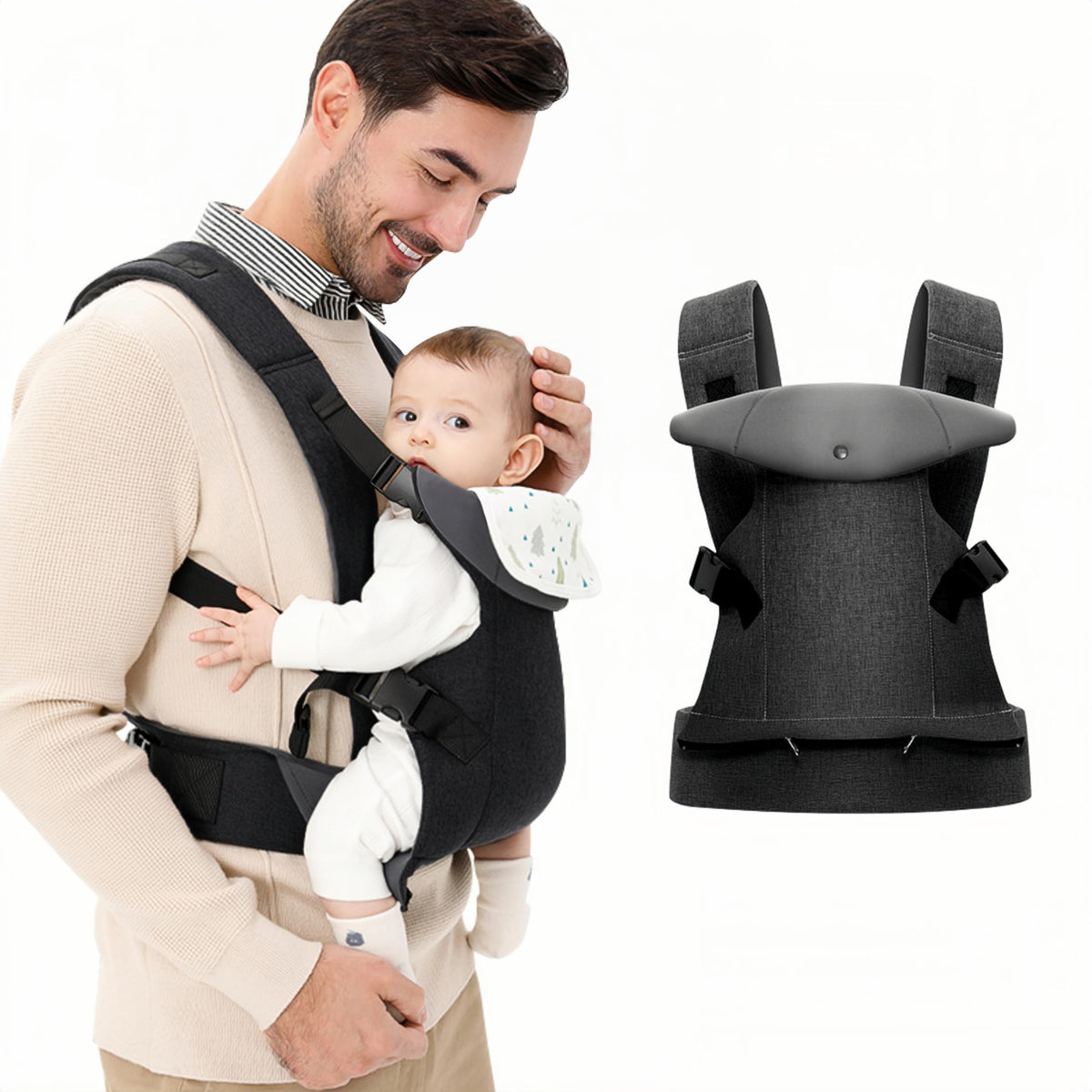 IULONEE Baby Carrier for Newborn Ergonomic Carrier with Detachable Bibs Front & Back Carry Baby Holder Carriers for Toddlers 3-36 Months (3-15kg)