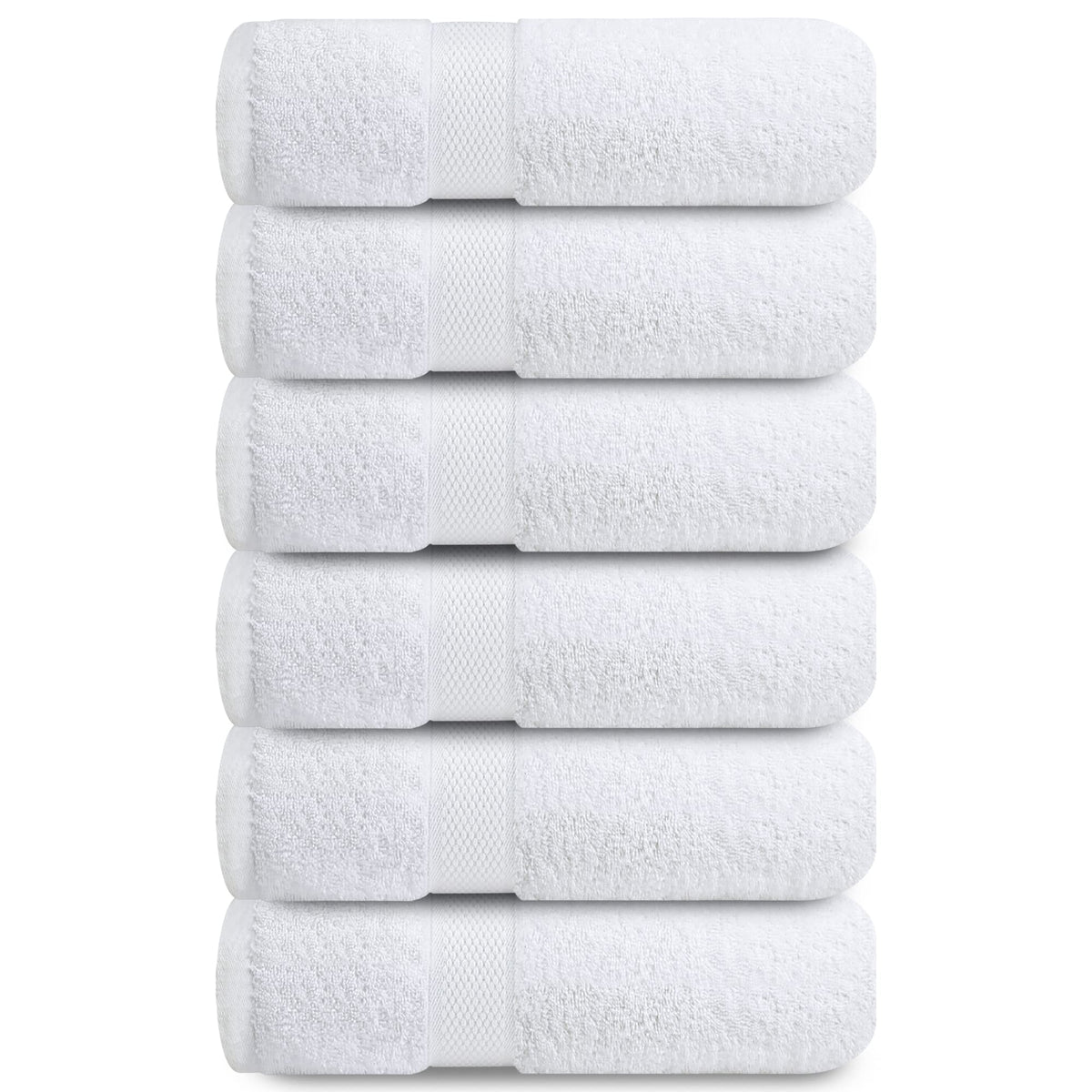 Infinitee Xclusives Premium White Hand Towels 6-Pack (40 x 72 cm) ? 100% Cotton, Super Absorbent, Quick-Dry Towels for Bathroom, Hotel, Salon & Gym