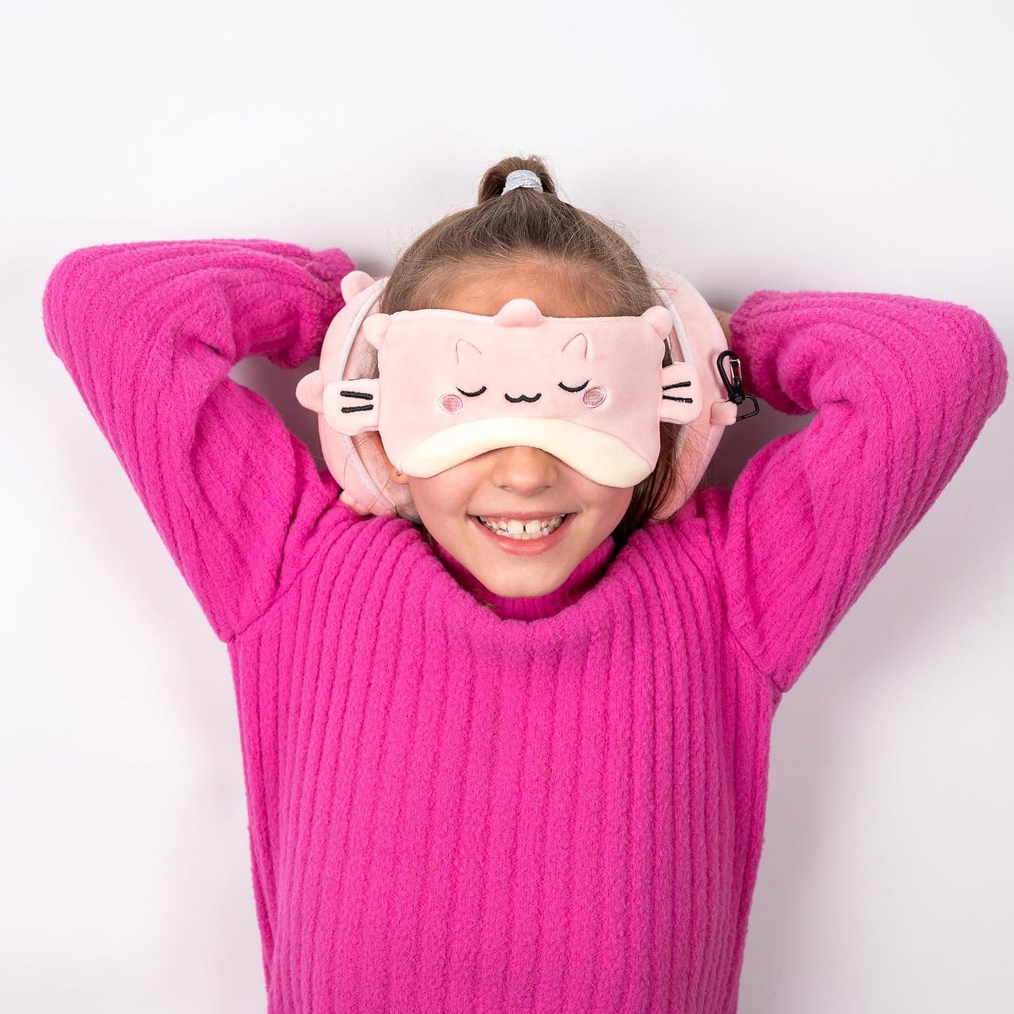 Puckator Relaxeazzz Adoramals Puff the Puffer Fish Plush Travel Pillow & Eye Mask - Plushie Sleeping Mask For Airplane - Flight Pillow For Kids Adults - Cute Sleeping Mask