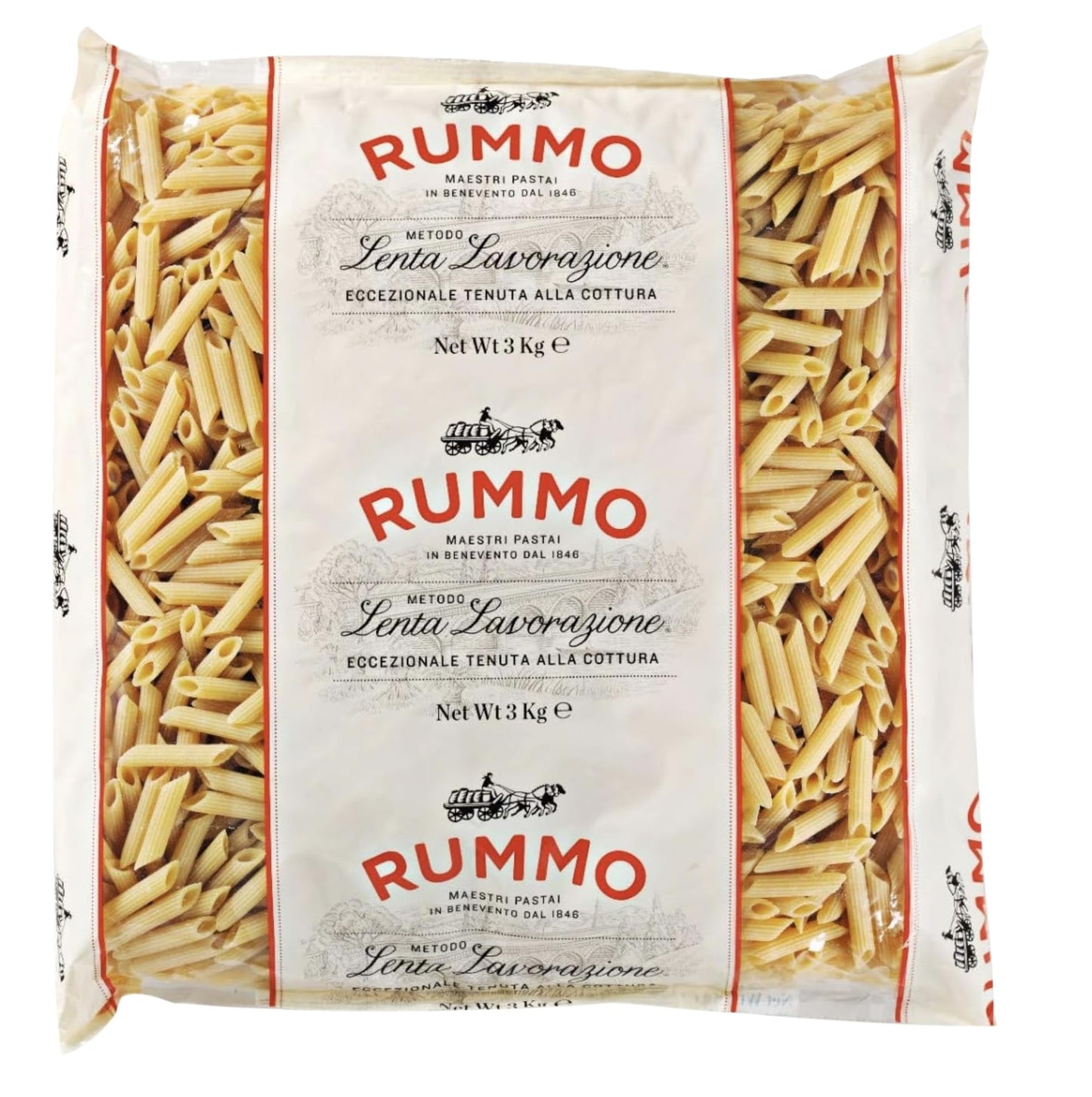 Rummo Penne Rigate No.66 Italian Pasta, 3 kg Bulk Bag (Pack of 1) ? Premium Ridged Tubes for Sauce, Salad & Bake ? Authentic Artisan Pasta from