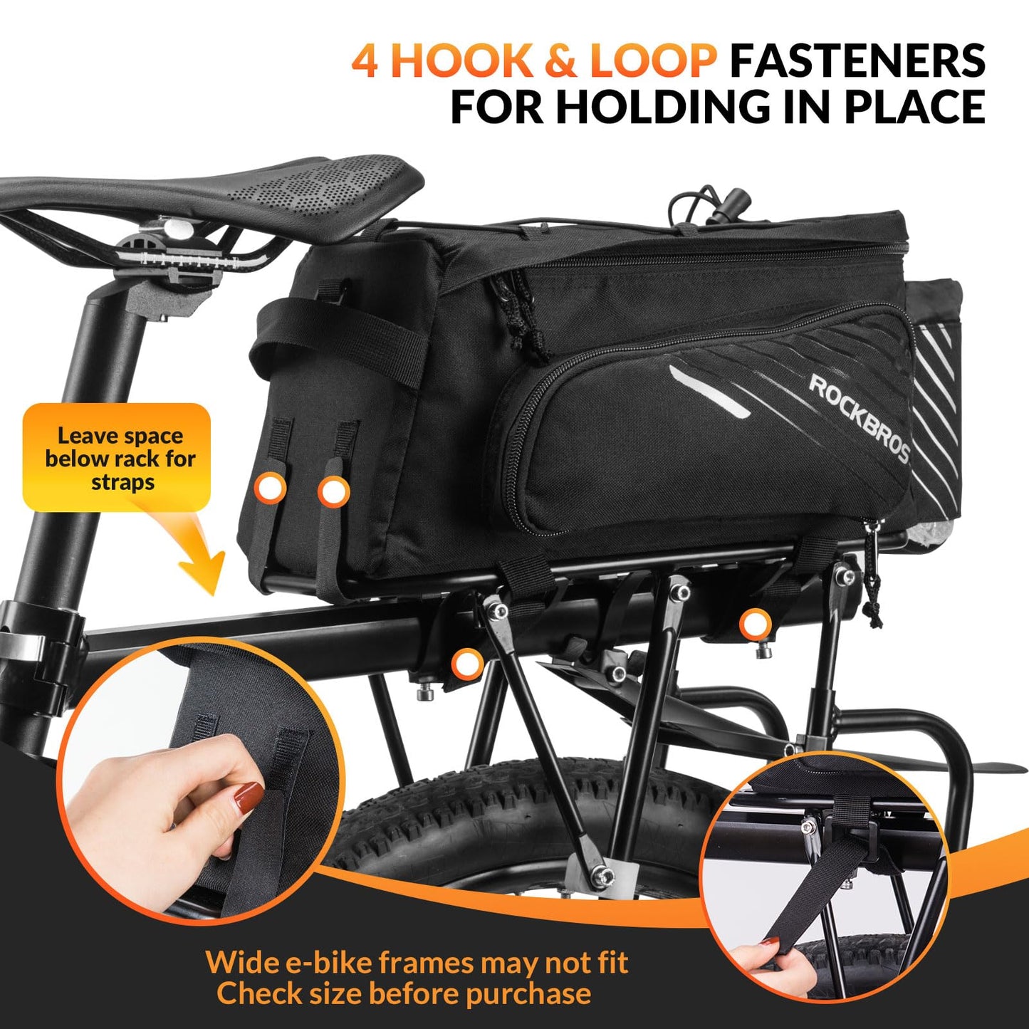 ROCKBROS Bike Pannier Bag Rear Seat Trunk Bag Bicycle Rack Rear Carrier Bag Commuter Shelf Bag Large Capacity Luggage Bag Multifunction with Rain