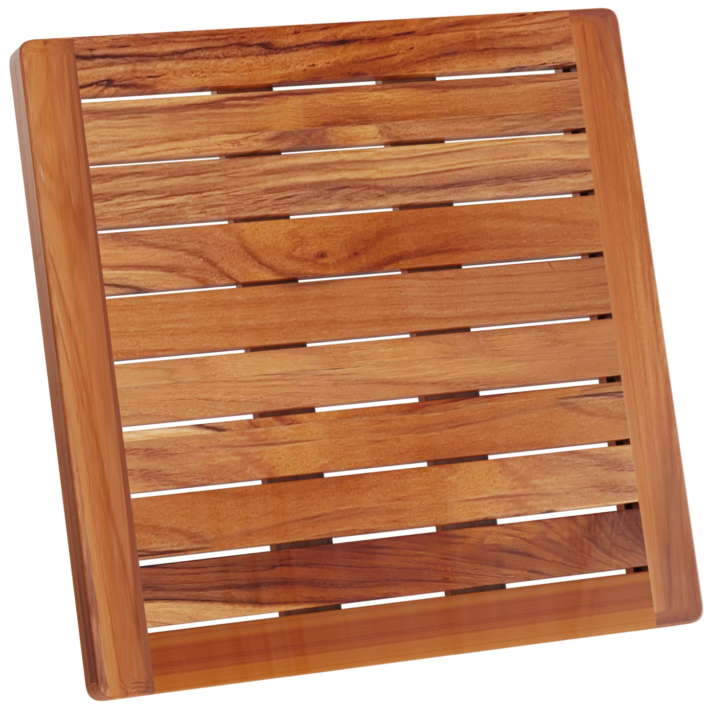 Hovea - Teak Wooden Bath Mat 50 x 50 cm - Water & Mold Resistant - Square Shower Mat - Duck Board Floor Tray Wood - Indoor, Outdoor - Non Slip -