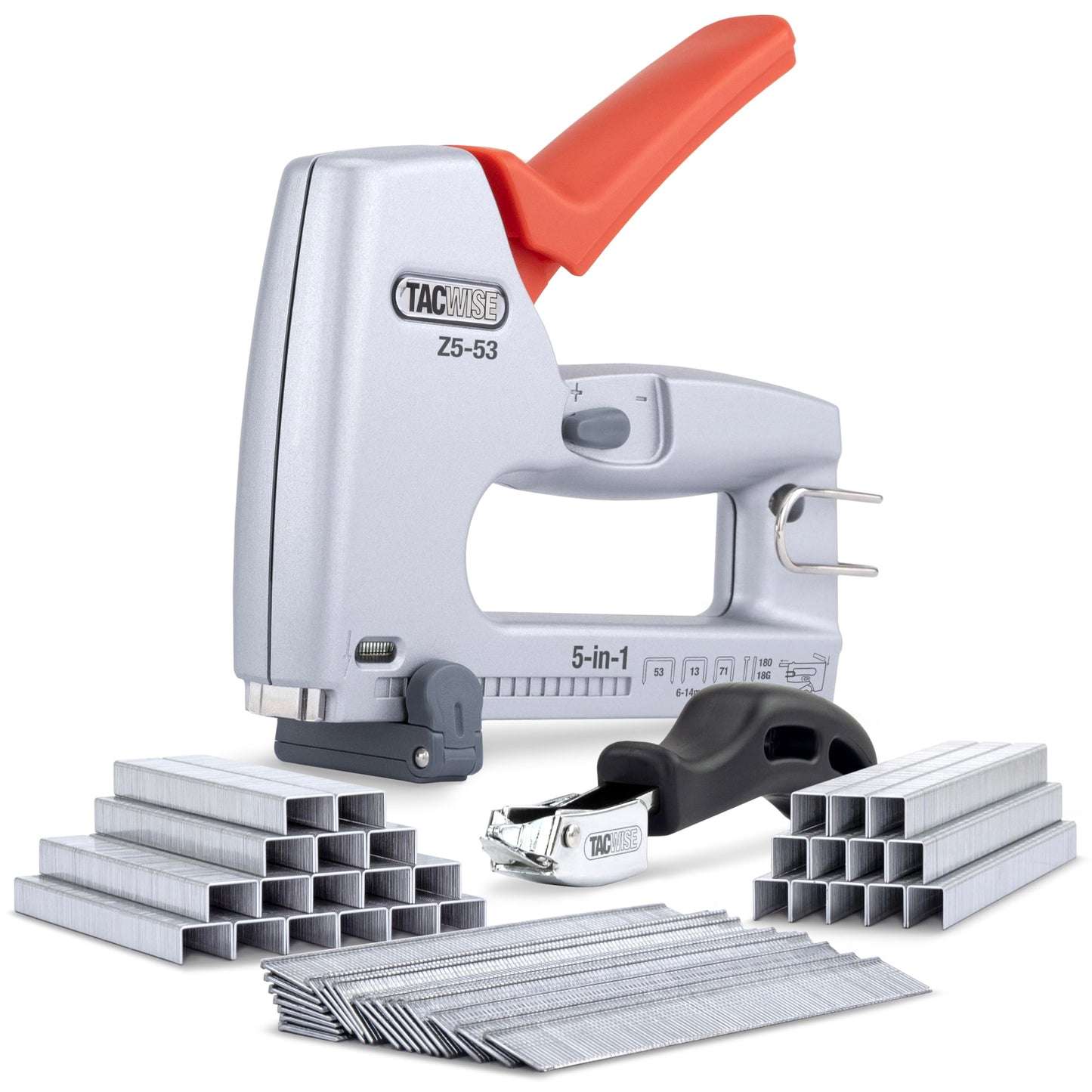 Tacwise 1765 Z5-53 Heavy Duty 5-in-1 Metal Staple Nail Gun with 4000 Staples, 2000 Nails and Staple Remover, Uses Type 13, 53 and 71 Staples, Type 18G