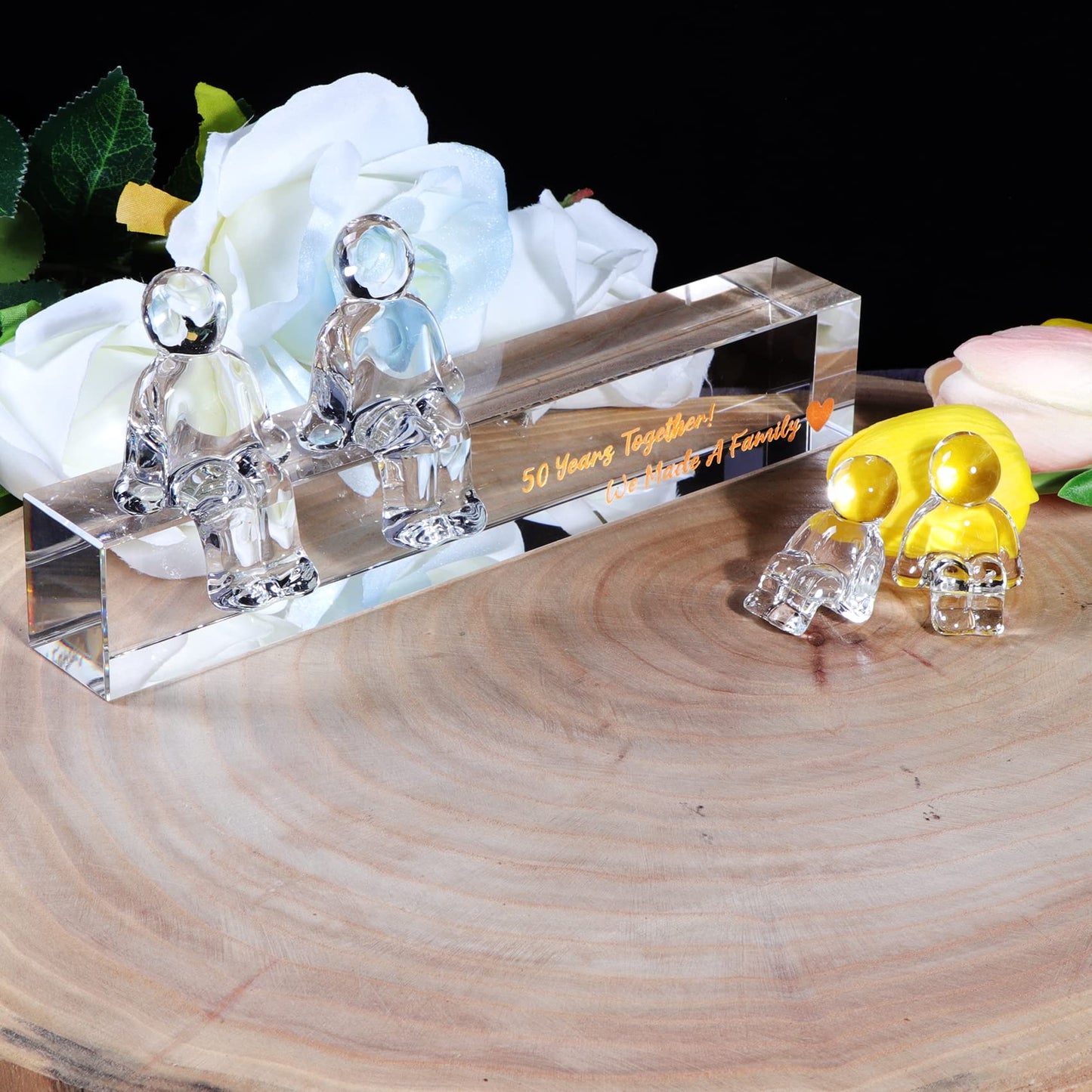Movdyka 50th Wedding Anniversary Golden Gifts for Parents, Crystal 50 Years Together We Made A Family Ornament Keepsake Anniversary Presents for