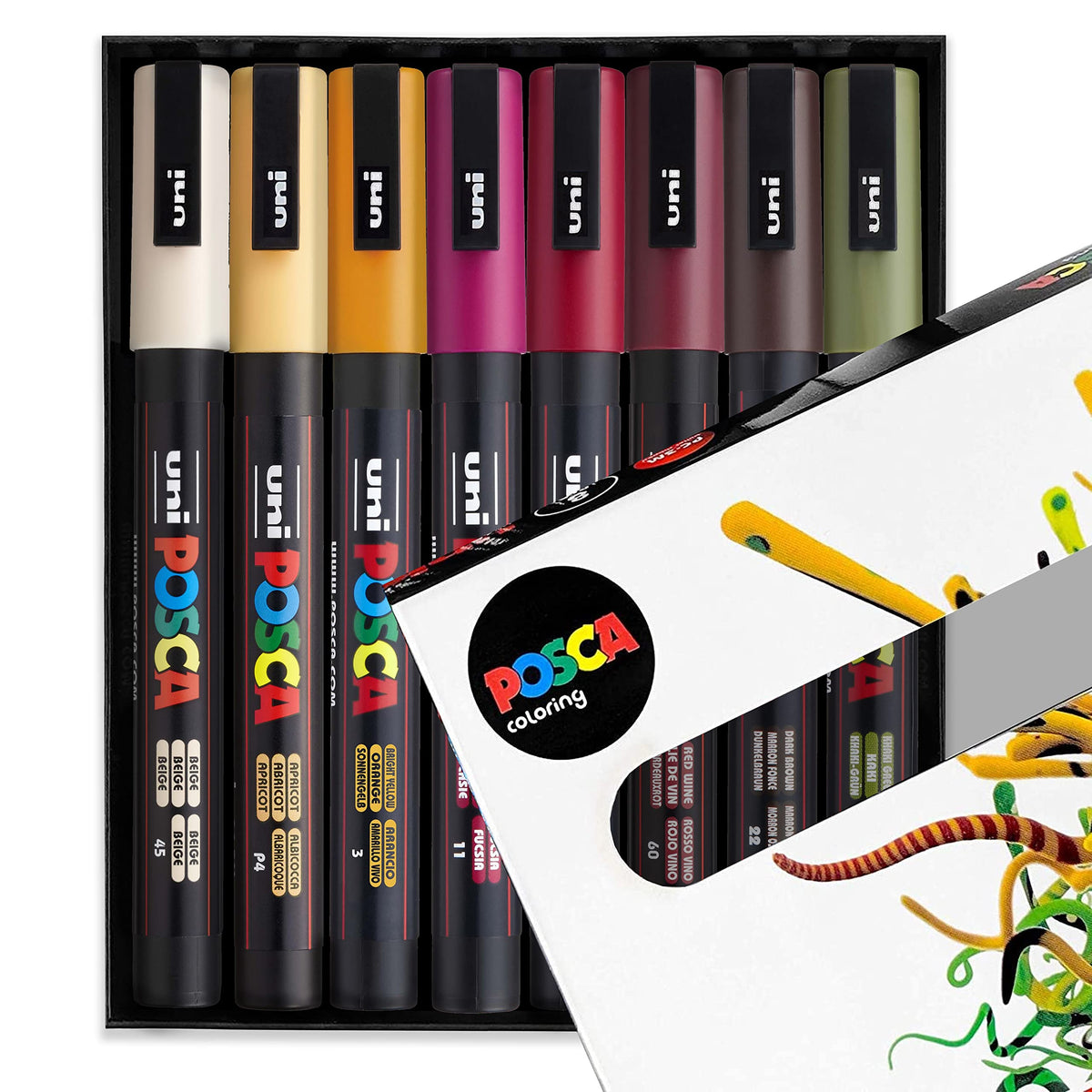 Posca - PC-3M - Paint Marker Art Pens ? 0.9-1.3mm - Autumn Tones Set of 8 in Gift Box
