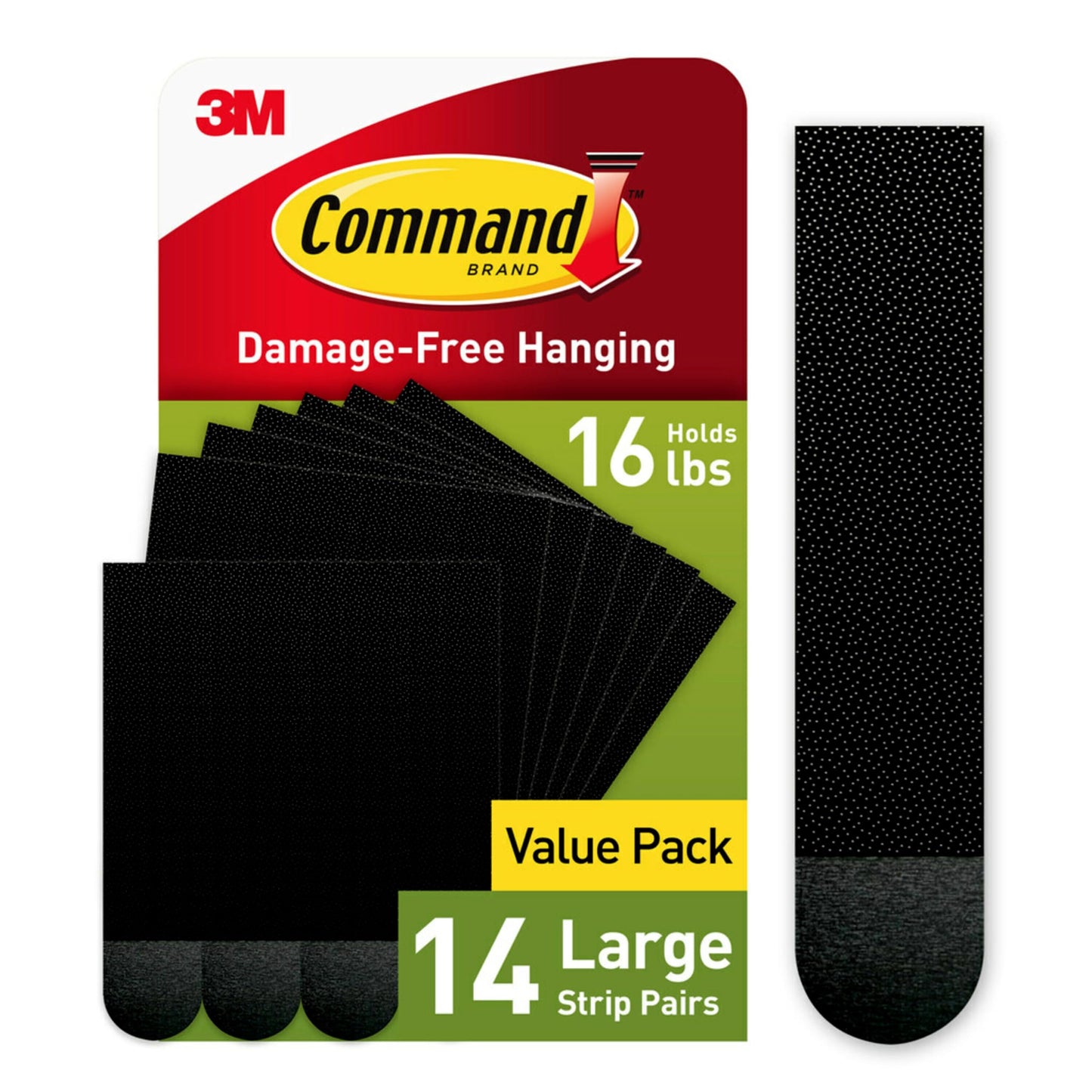 Command PH206BLK-14NA Picture Hanging Strips Heavy Duty, Large, Black, Holds 16 lbs, 14-Pairs