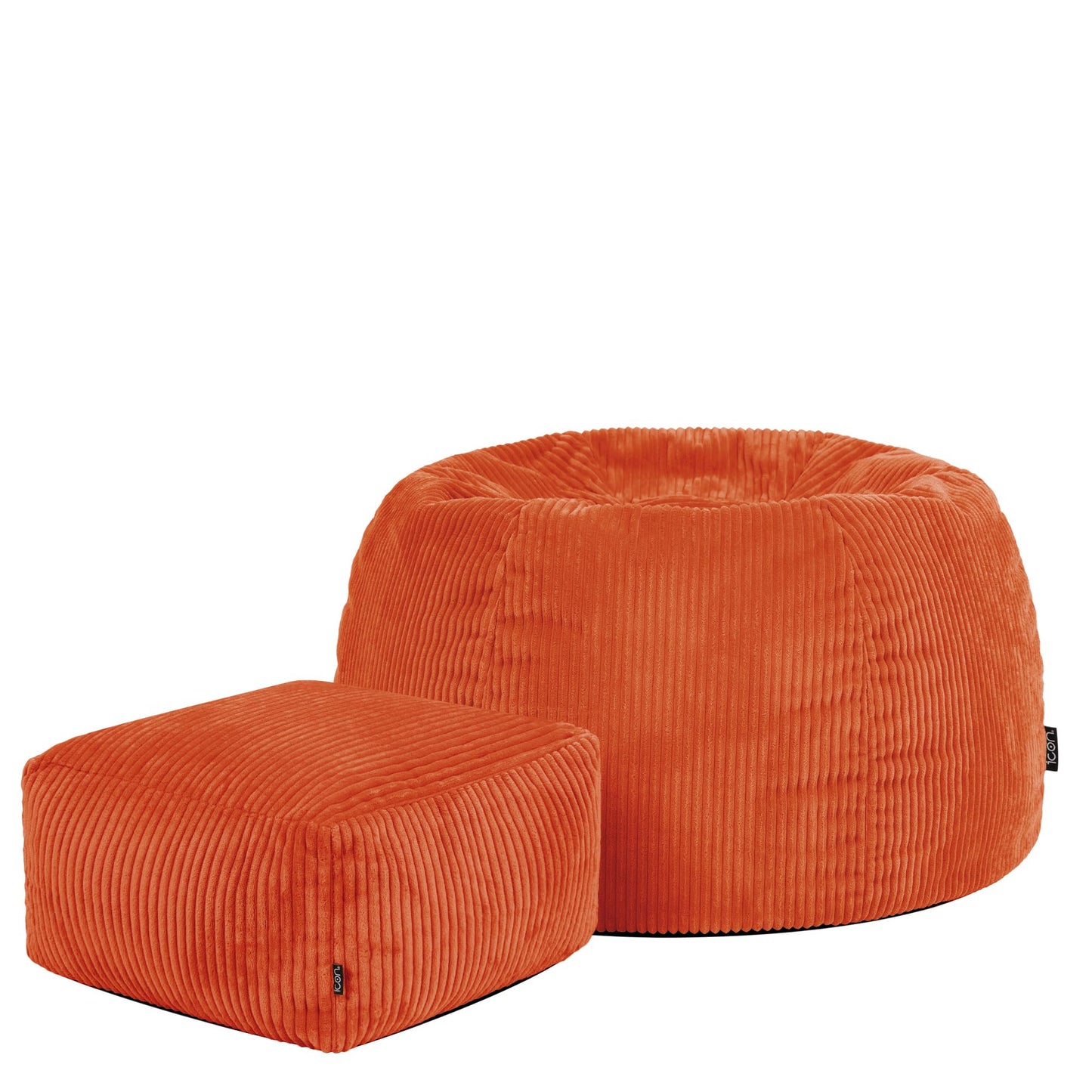 icon Kingston Cord Bean Bag & Footstool with Filling Included, Orange