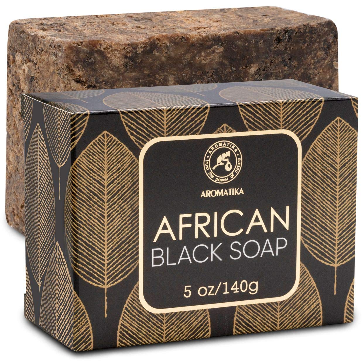African Black Soap 140g - Moisturizing - Nourishing - 100% Raw & Natural African Black Soap with Shea Butter & Coconut Oil - For All Skin Types -