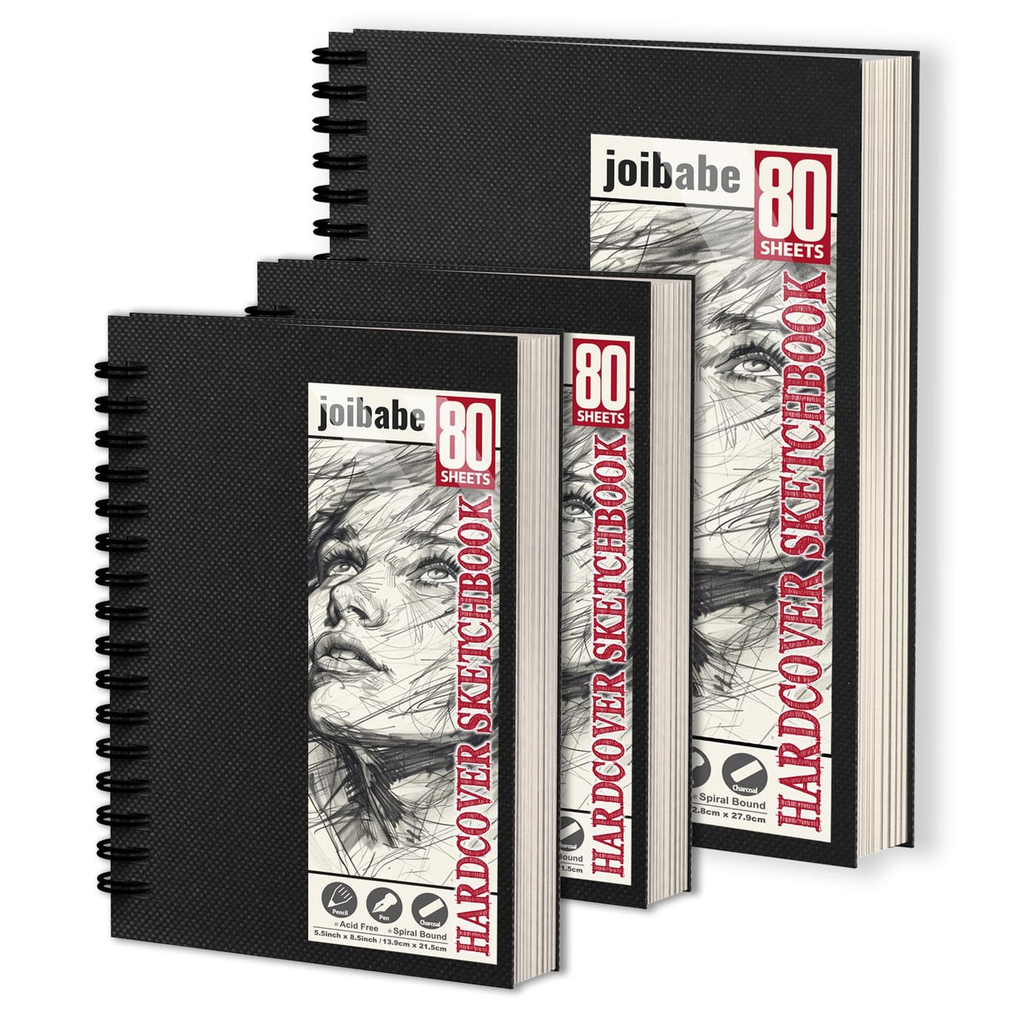 3 Pack Sketchbooks A4 A5, 100gsm Hardcover Spiral Bound Drawing Pad, 240 Sheets/480 Pages Drawing Paper, Professional Sketch Pad for Kids & Adults,