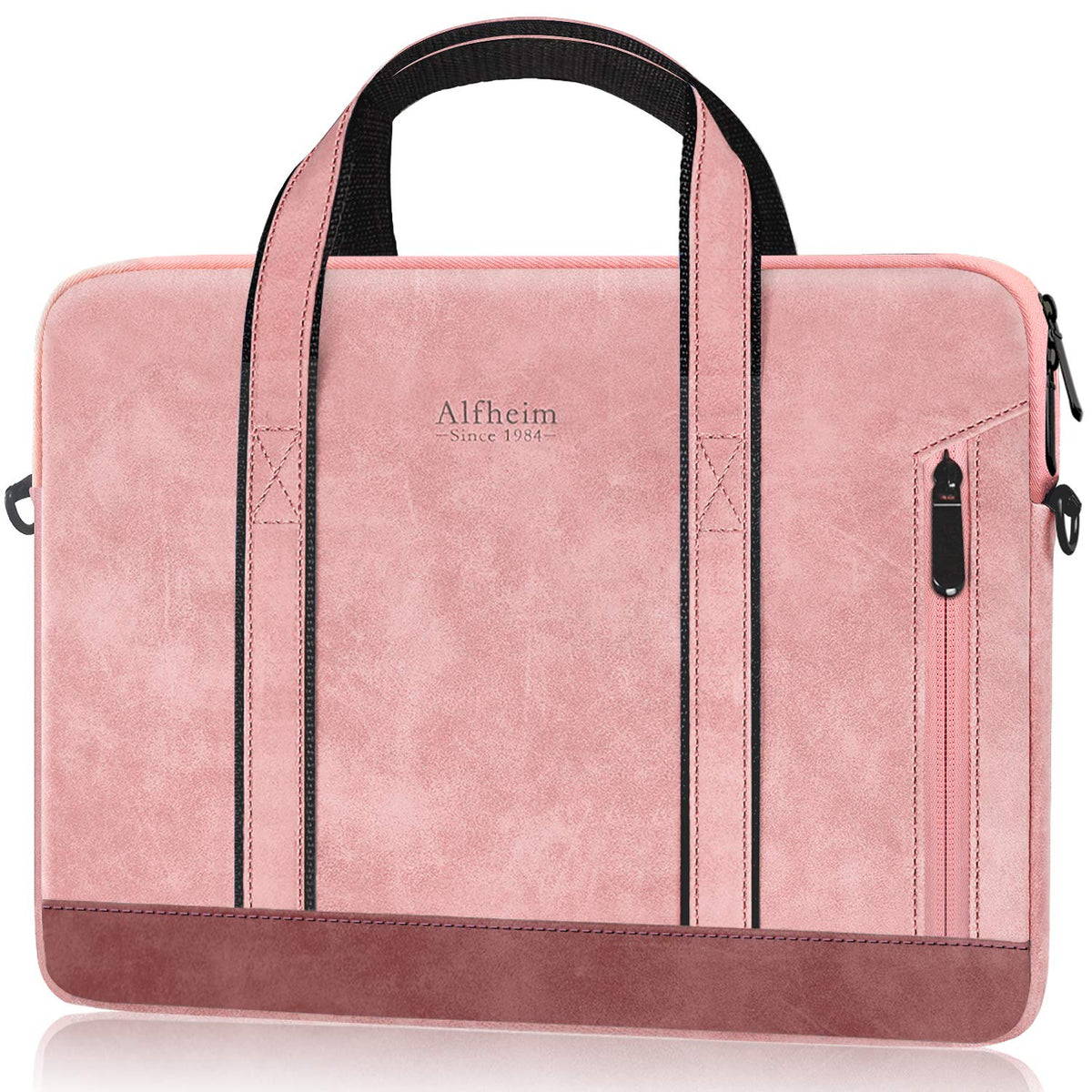 Alfheim 15/15.6/16 inch Laptop Bag, Waterproof Leather Laptop Briefcase Messenger Bag with Shoulder Strap for Women/Men/Business, Compatible with