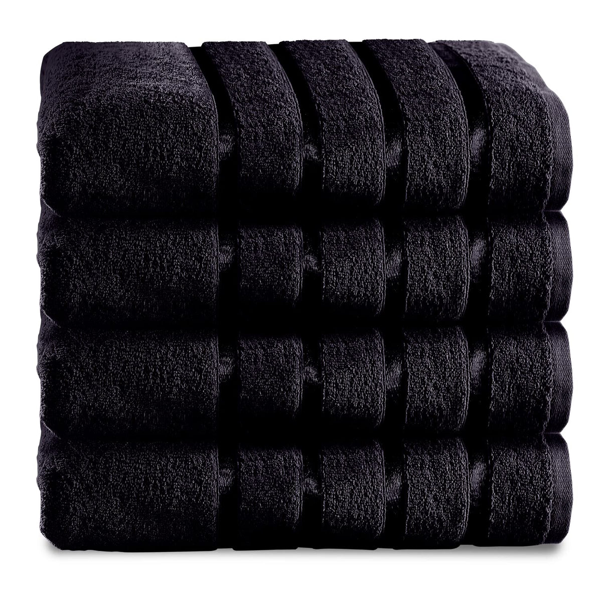 GC GAVENO CAVAILIA Fade Resistant Luxury Towels, Extra Absorbent 100% Ringspun Egyptian Cotton 500 GSM Bathroom Set, Black, 4PK
