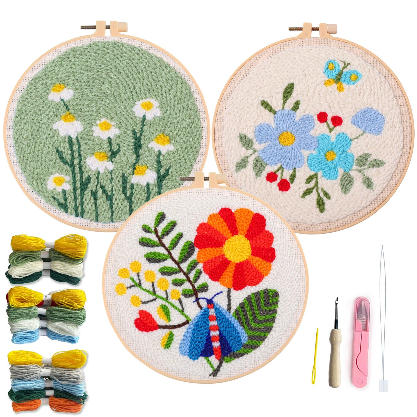 Myfelicity Punch Needle Kit. Floral Pattern.Needle Punch Kit for Beinners & Adults.Includes Tools?