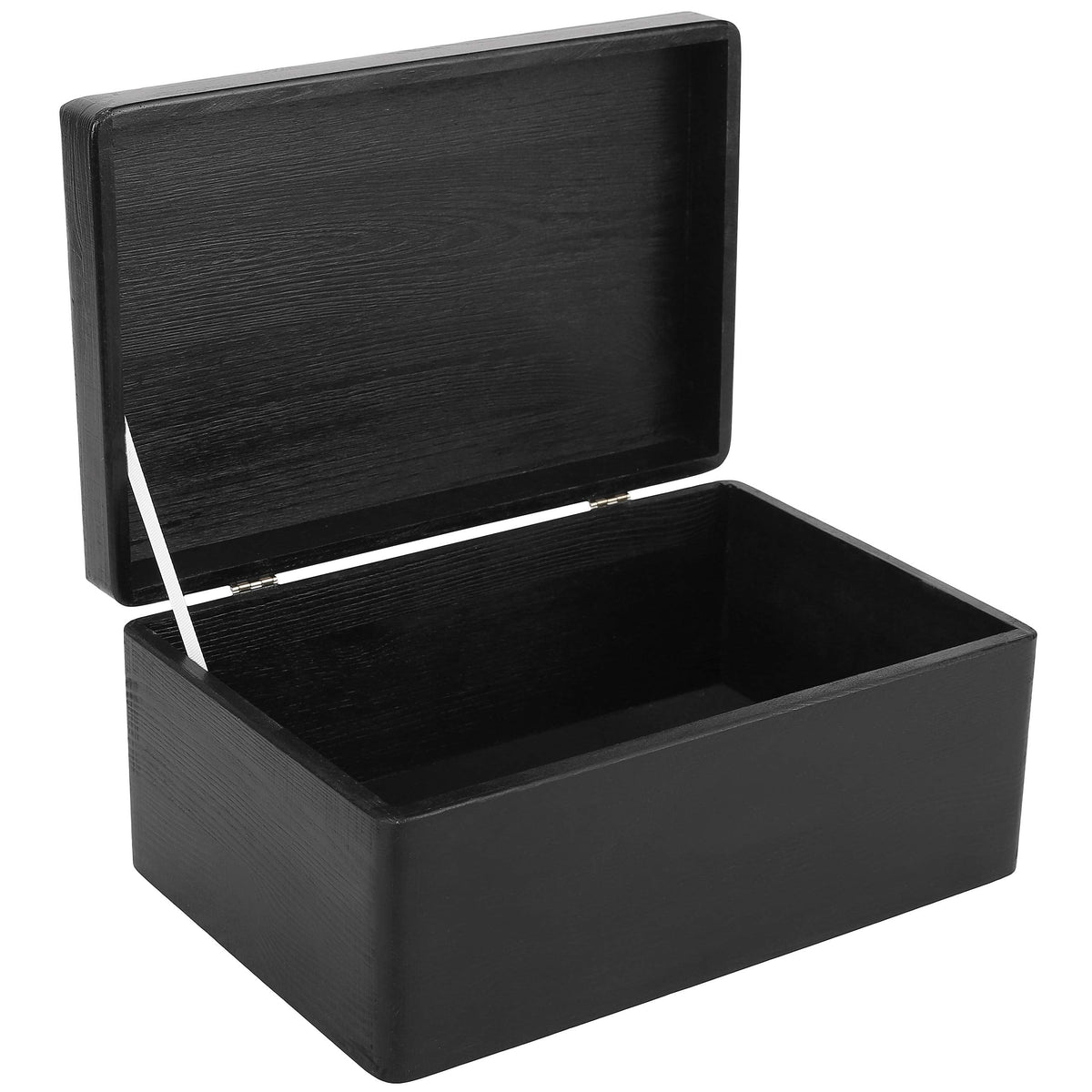 Creative Deco Large Black Plain Wooden Storage Box with Lid | 30x20x14cm (+/-1 cm) | Hinged Lid | Gift Christmas Xmas Box Kitchen Storage | ROUGH &