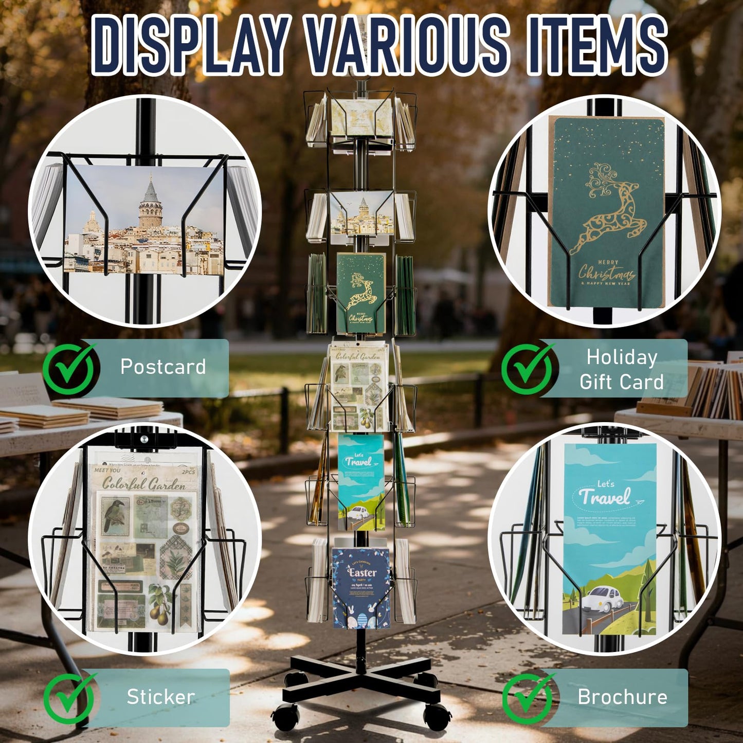 ANBOXIT Greeting Card Display Stand Rotating Rack Holder