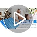 MOONLIGHT20015 Shower Bath Mat Non Slip Anti Mould & Mildew with Strong Suction Cups Grip and Drain Holes Soft Rubber Shower Mats - PVC Bathroom Mat Machine Washable (100x40cm, White)