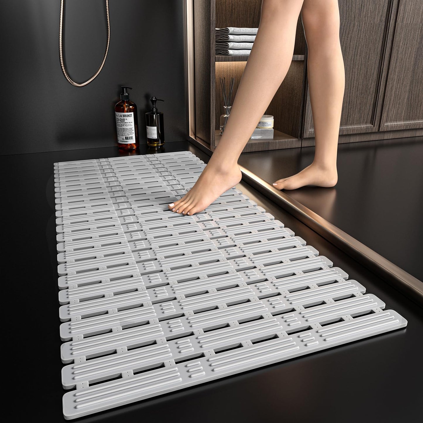 XIYUNTE Large Shower Mat Non Slip Anti Mould - 90 x 40cm Non Slip Shower Mats for Inside Shower Anti Slip Shower Mat with Suction Cups Comfortable Non