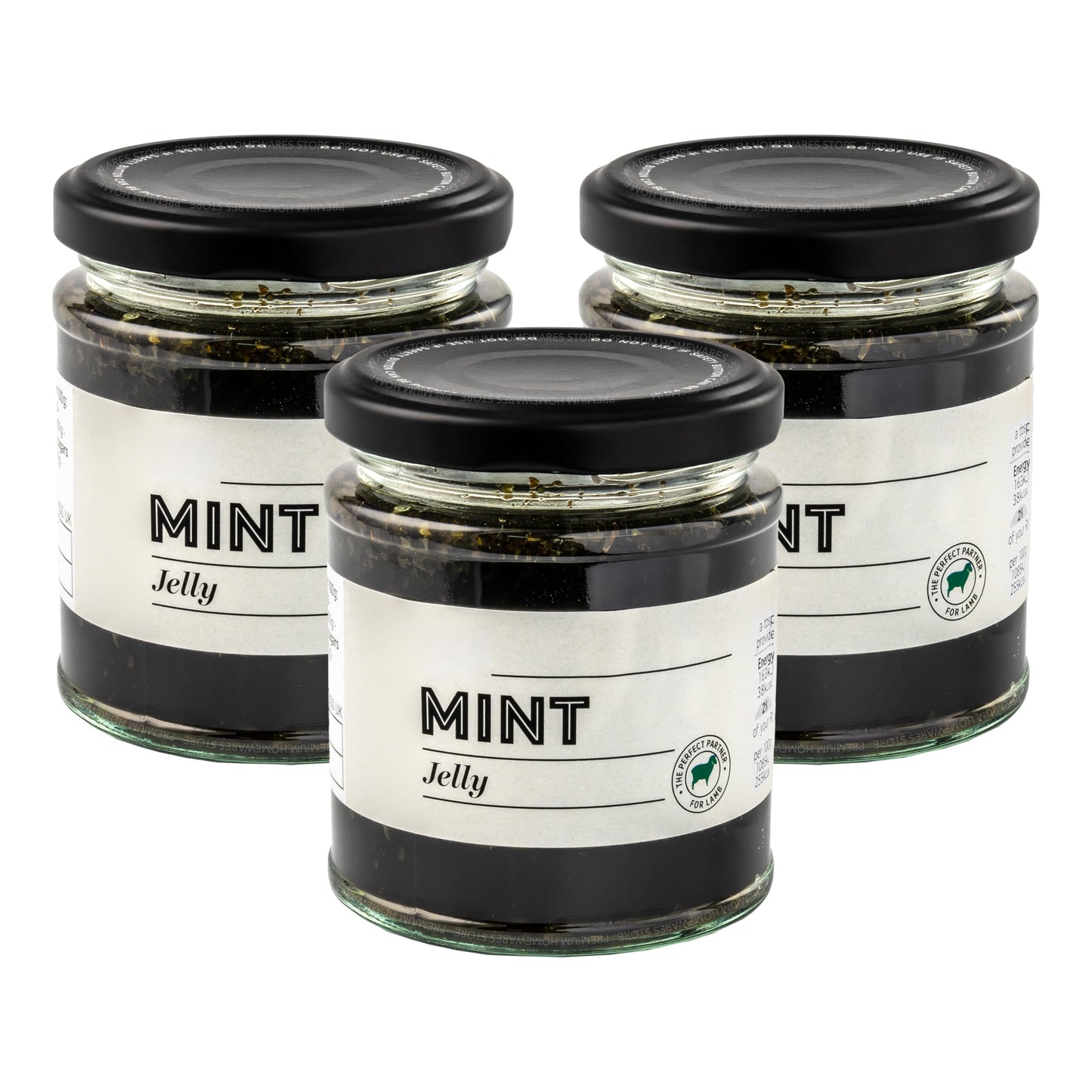 Set of 3 x 215g Premium British Mint Jelly in Jars, Perfect with Roast Lamb