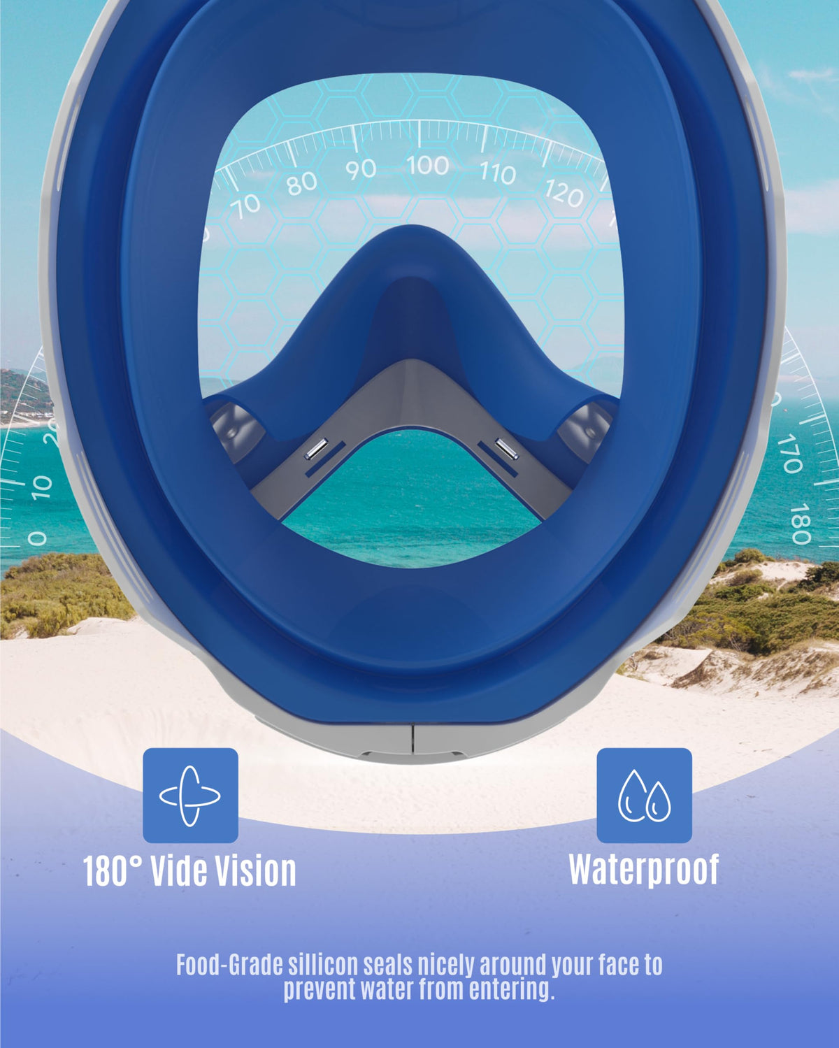 G2RISE Full Face Snorkel Mask Kids Snorkeling Set, 180 Degree Panoramic View, Anti-Fog & Anti-Leak Dry Top Snorkel Set for kids 3-82 Pack