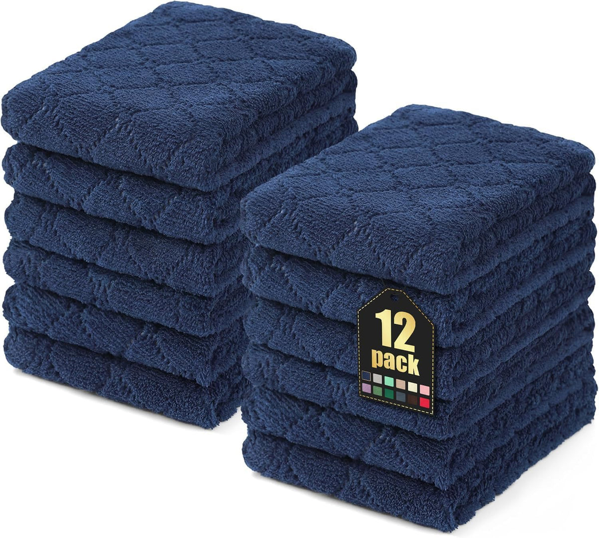 Moosfor Cleaning Cloths, Microfibre Cloths, Washable Cleaning Cloths, Microfibre, Soft, Lint-Free, Tea Towels, Kitchen Towels, Pack of 12, 25 x 50 cm,