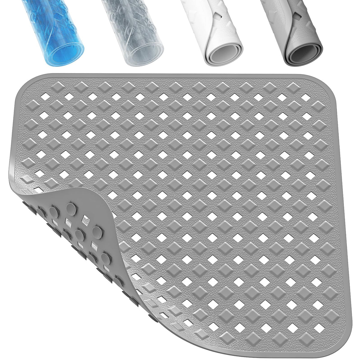 XIYUNTE Square Shower Mat Non Slip Anti Mould - 53 x 53cm Non Slip Shower Mats for Inside Shower, Anti Slip Shower Mat for Elderly, Shower Tray Mat