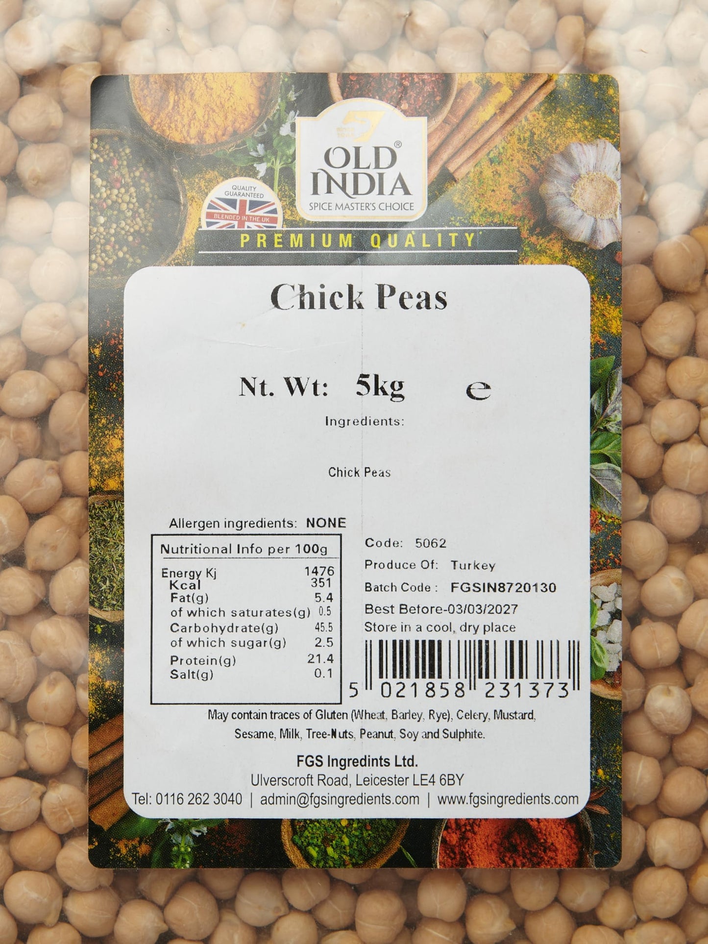 Old India Chick Peas 5kg