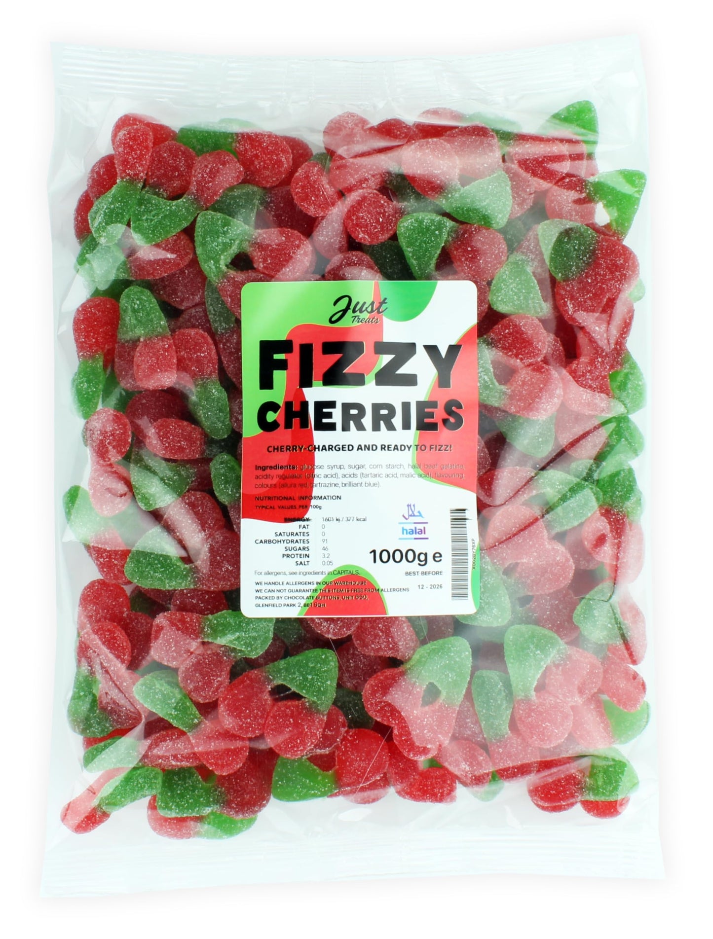 Just Treats Fizzy Cherries (1kg Party Bag)