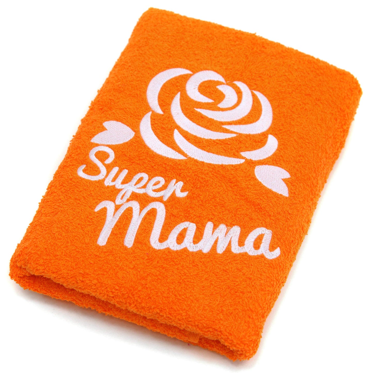 Abc Casa Orange towel for the best super mum for birthday, Mother's Day, anniversary, Valentine's Day, Christmas, a practical gift idea for mother, a