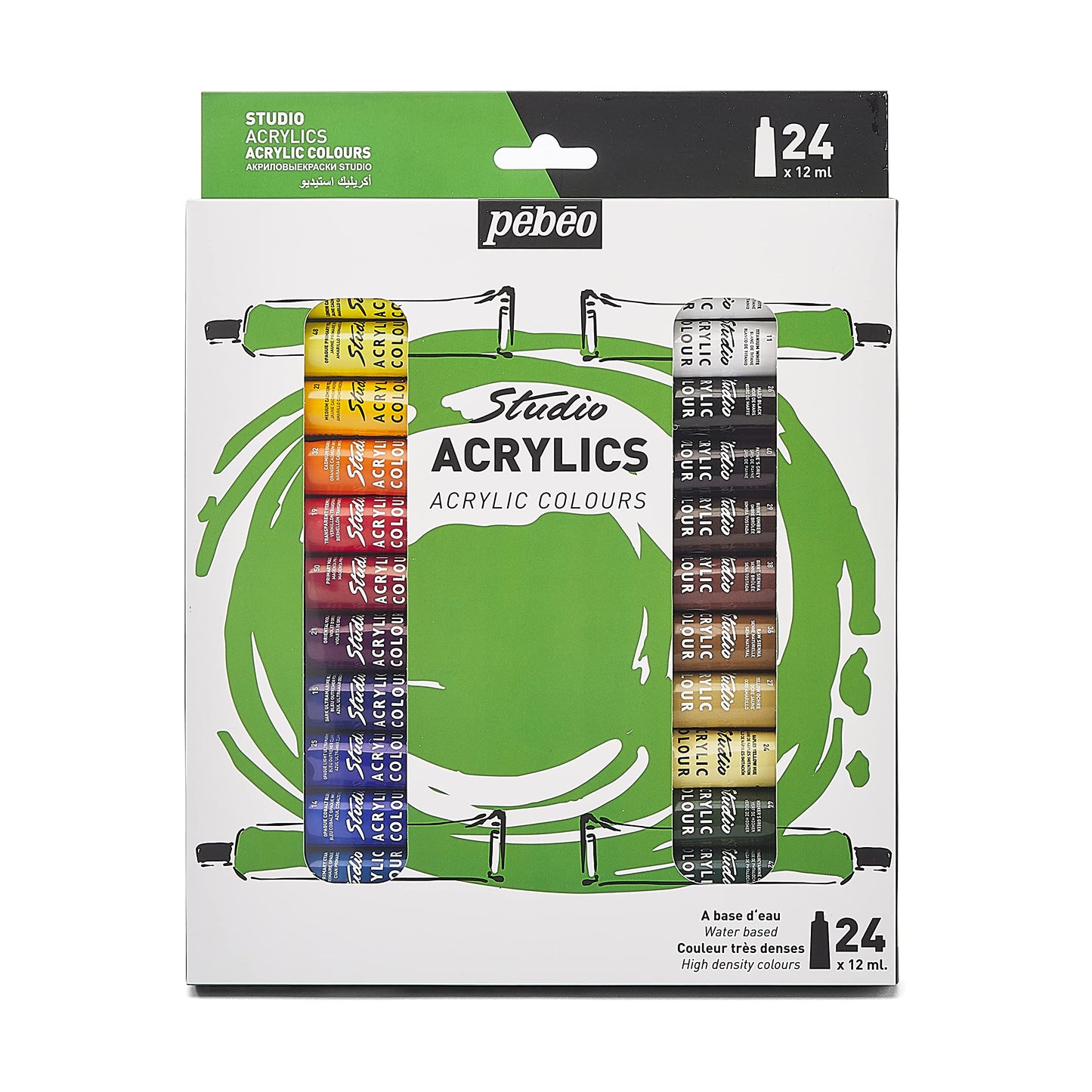 Pebeo ? Studio Acrylics - Acrylic Paint Set for Professional Artists and Hobby Painters ? 24 colours, 12 ml