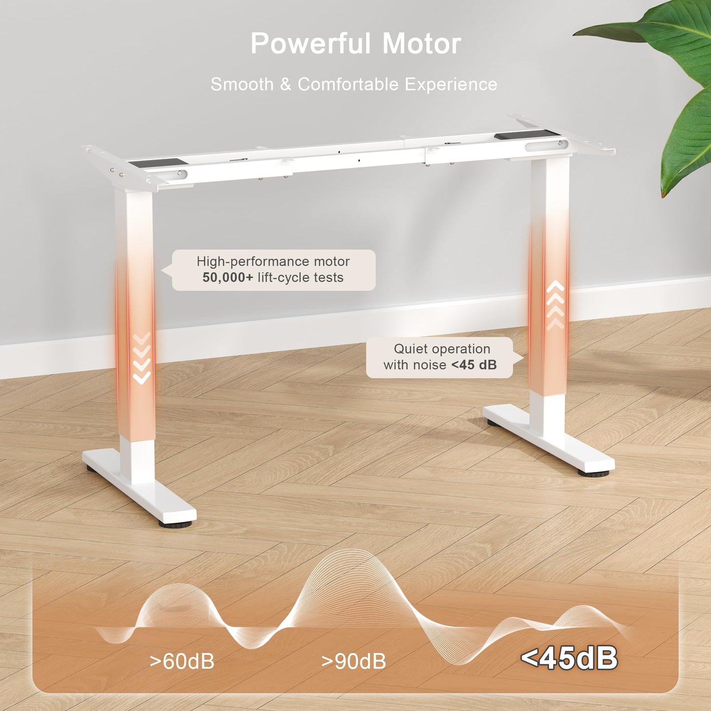 JUMMICO Height-adjustable desk frame with 2 strong motors, table frame, height adjustable with 3 memory controls, for sit-stand (white)