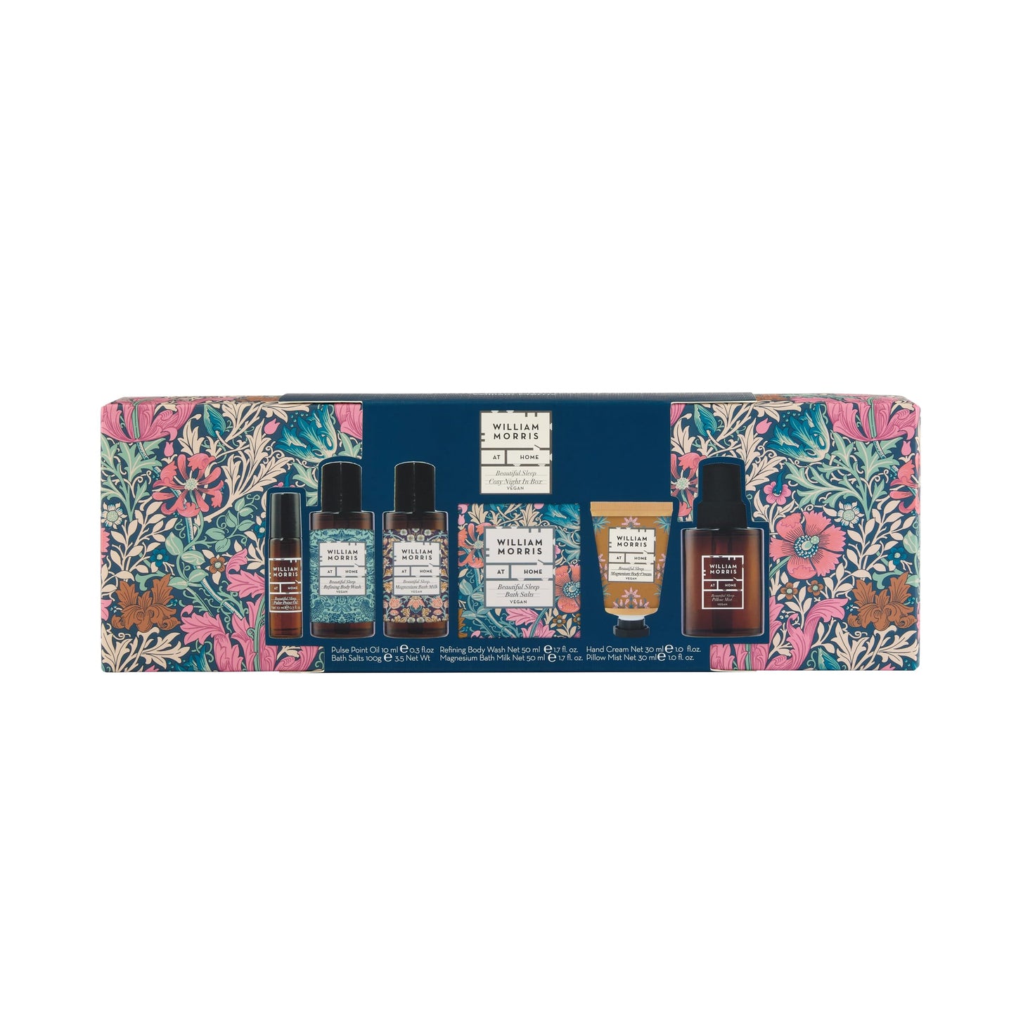 William Morris At Home Body Wash and Bath Milk x2 50ml, Bath Salts 100g, Magnesium Body Cream 30ml, Pillow Mist 30ml, Pulse Point 10ml, Travel Size,