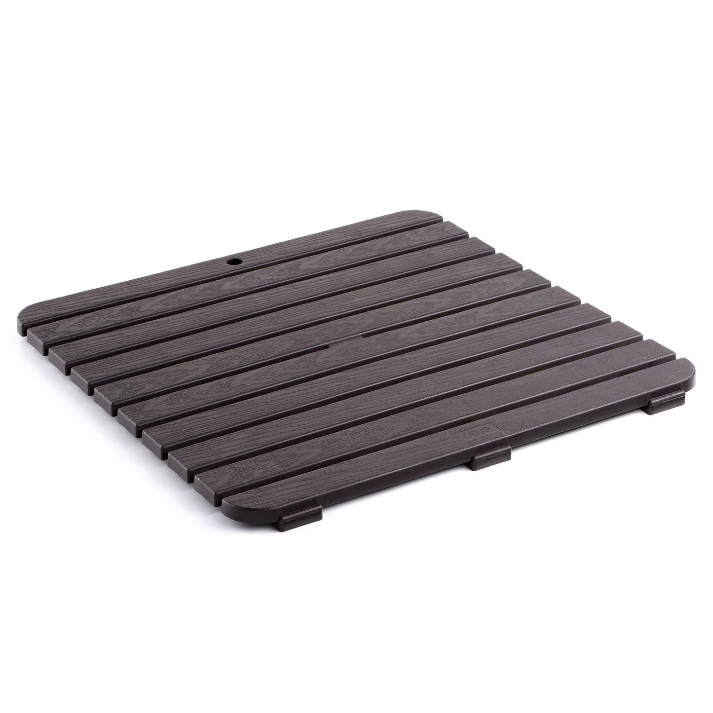 TATAY Square shower floor made of strong plastic, wood effect finish, with anti-UV, anti-slip protection, with rubber plugs at the base.
