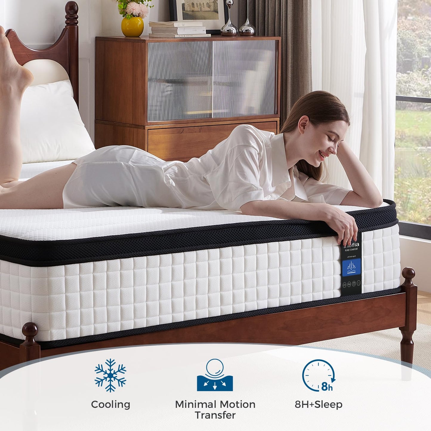 Inofia Small Double Mattress, 12 Inch Hybrid Mattress with Medium Firm Feel