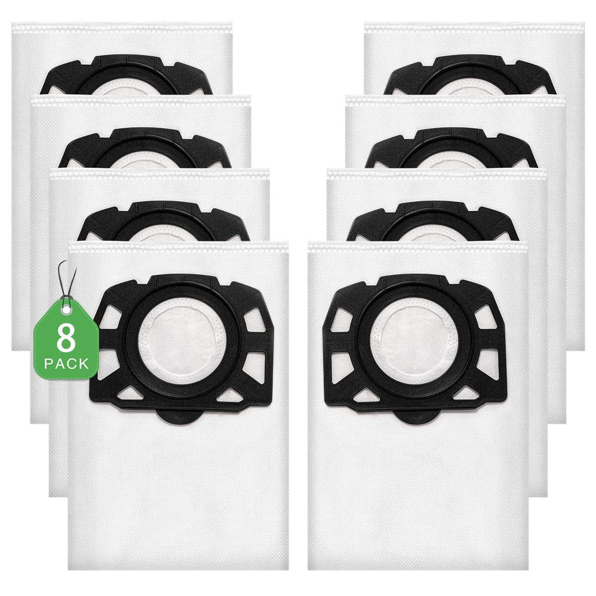 8 Pack KFI 357 Vacuum Cleaner Bags Compatible with K?rcher WD 2 Plus, WD 3, WD 3 Battery, KWD 1, KWD 2, KWD 3, MV 3, WD 3.200 to WD 3.800 M, SE 4001,