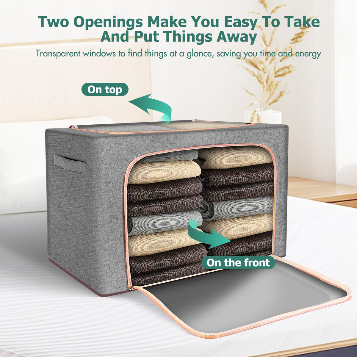 Clothes Storage Bag - 3 Pack 24L Large Capacity Solution Organizer Foldable for Moving House With Reinforced Handle Thick Oxford Fabric Clear Window