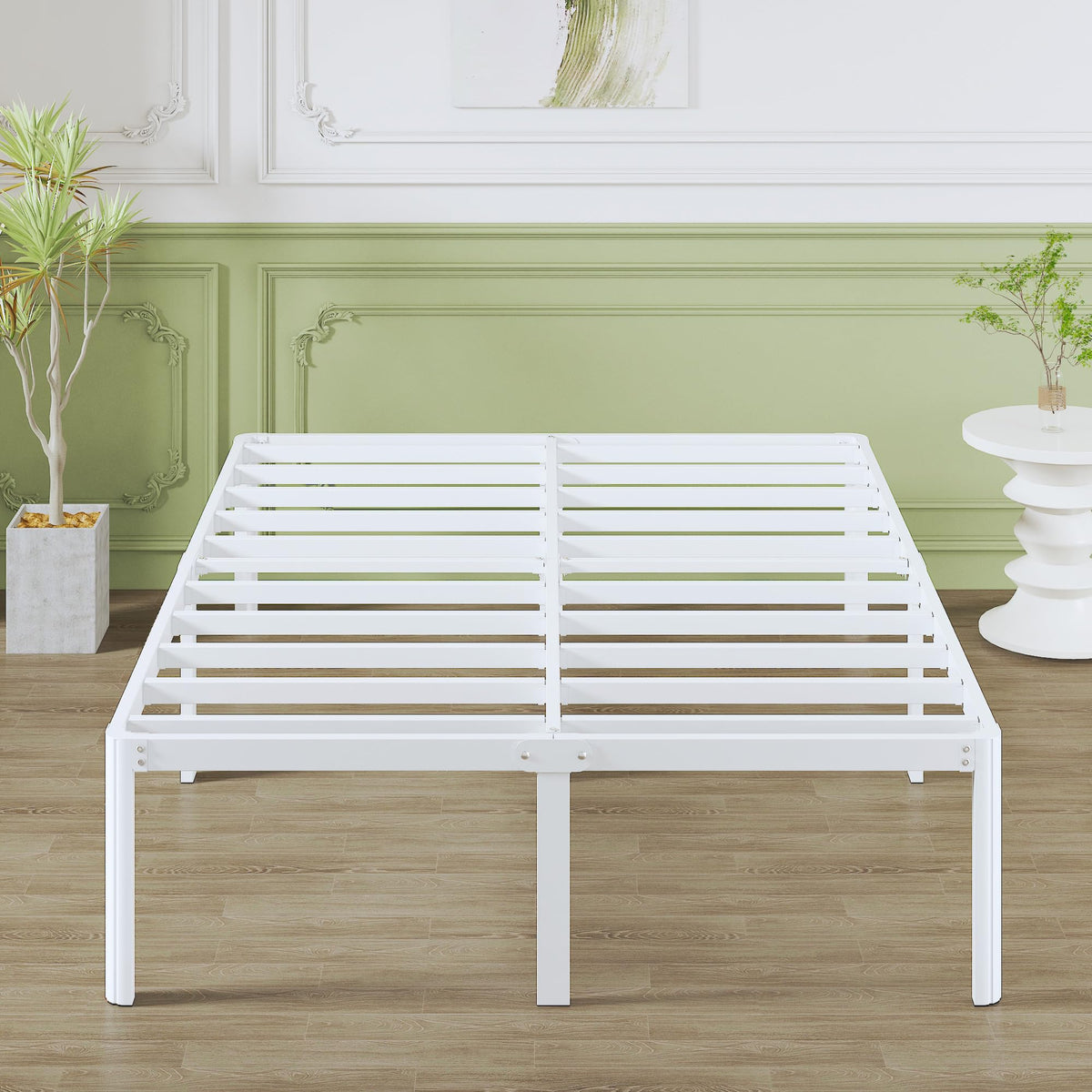 Lutown-Teen Small Double Bed Frame 4ft with Rounded Corner Legs, 41 cm Heavy Duty Metal Bed Frame with Storage Space Underneath, No Noise, Easy