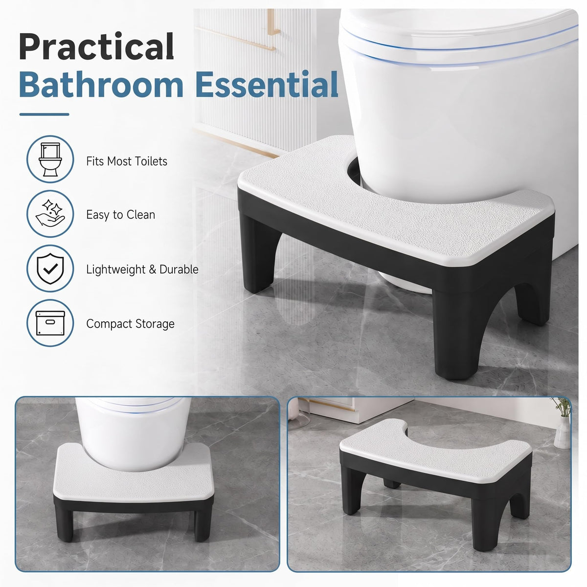 Squatting Toilet Stool for Adults, 6.7 Inch Poop Stool Squat Adult, Non-Slip Toilet Foot Potty Stools for Bathroom