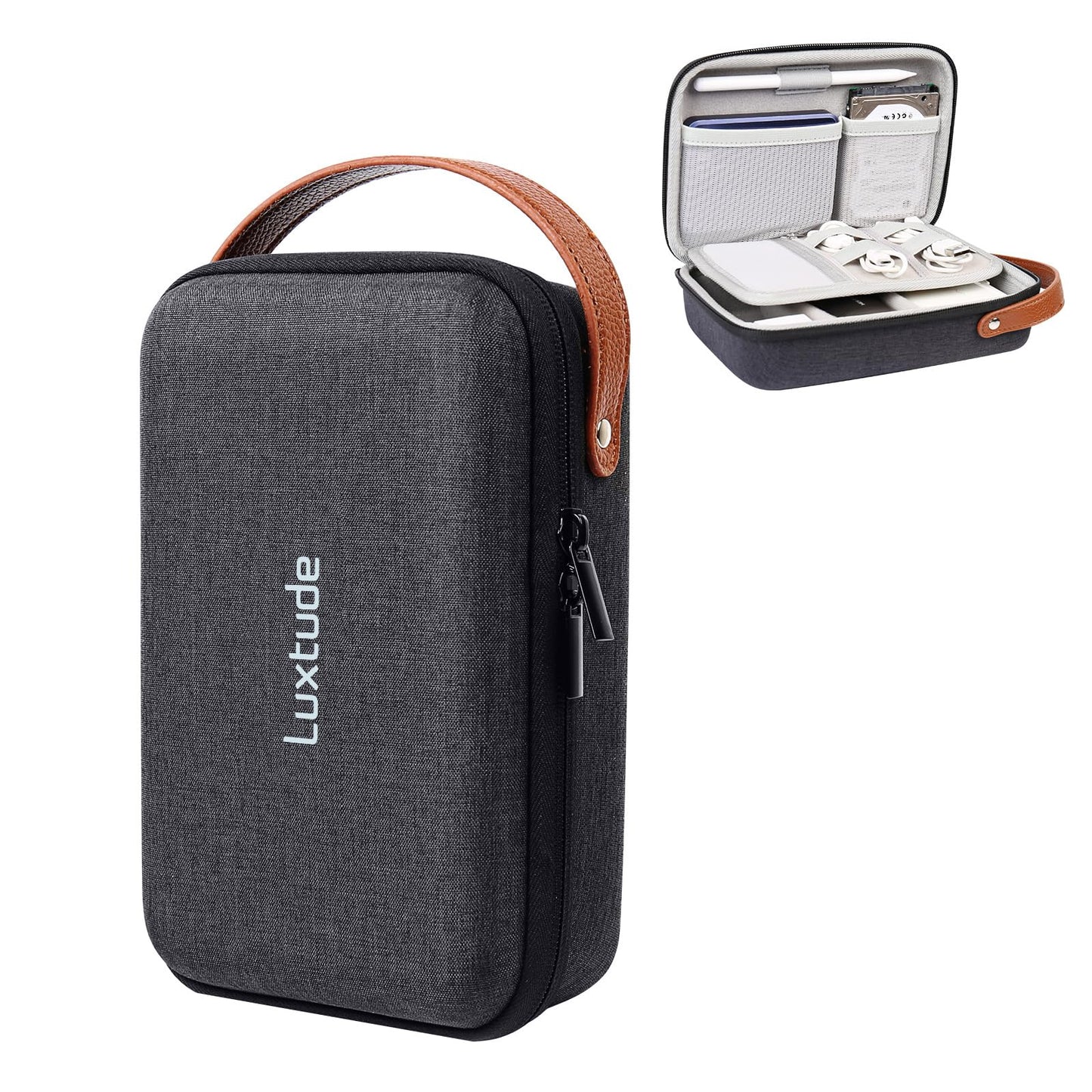 Luxtude Hard Cable Organiser Bag, Electronic Travel Case, Portable Tech Accessories Case for Charger/Mouse/Cash/Card/Apple Pen