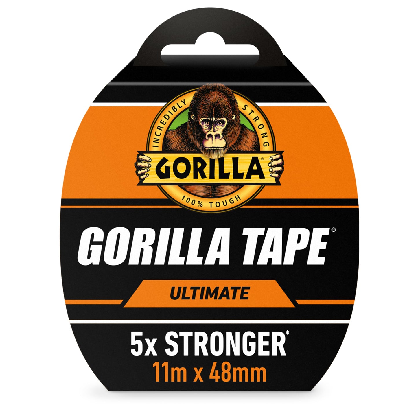 Gorilla Tape Ultimate, 11m, Black - Our Strongest Tape Ever*, One Loop Holds 350kg* | Water Resistant with High Tensile Strength | Great For Hauling,