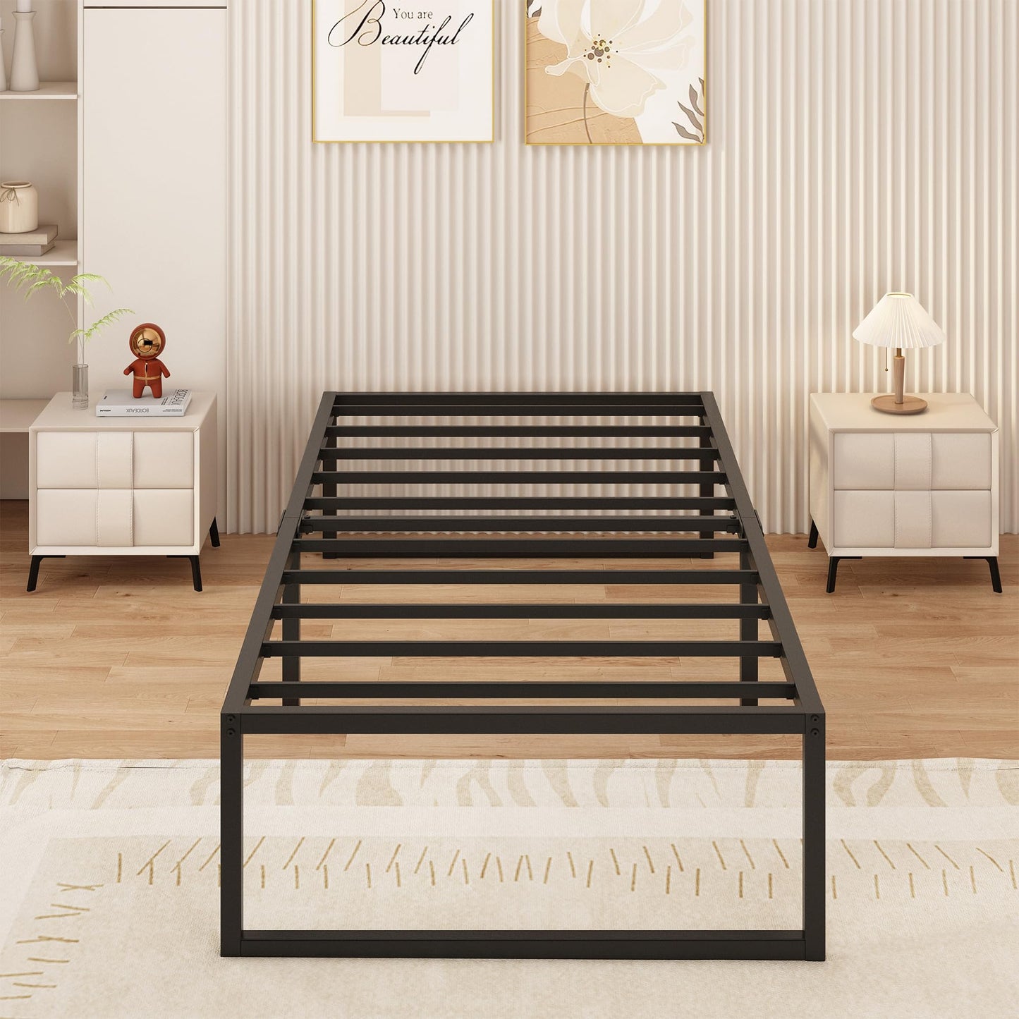 Yicensen Small Single Bed Frame 75x190 cm Metal Platform Bed Small Single with Steel Slat Support, Easy Assembly, Noise Free, No Box Spring Needed,