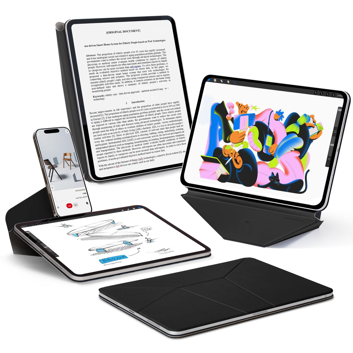 MOFT Dynamic Folio Case for iPad Air 11-inch (M3 2025 / M2 2024) & iPad Air 10.9-inch 5th 4th Generation 2022 2020, Silm Magnetic Stand Case with 20+