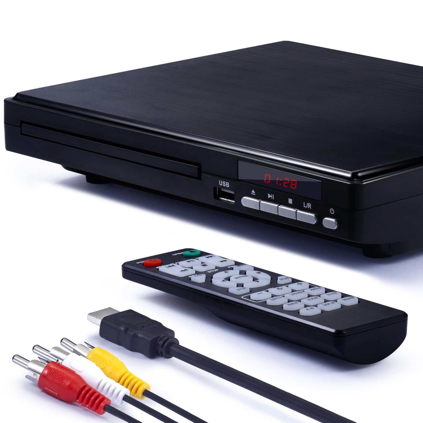 DVD Player for tv,1080P HD DVD Player for home All Region Free Compact Mini CD Player with USB 2.0 Port Remote Control HDMI&AVI Cable,Built-in