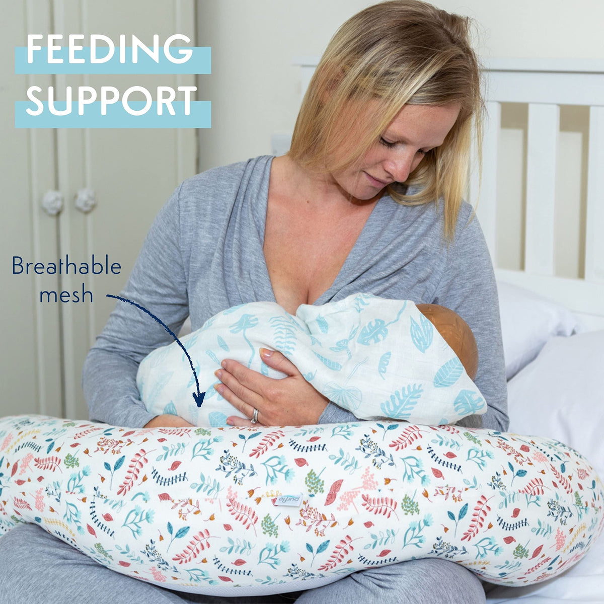 PurFlo Breathe Pregnancy Pillow | Revolutionary Fully Breathable Maternity Pillow With Luxurious Soft Jersey Cover | Use as Body Pillow, Leg Pillow,