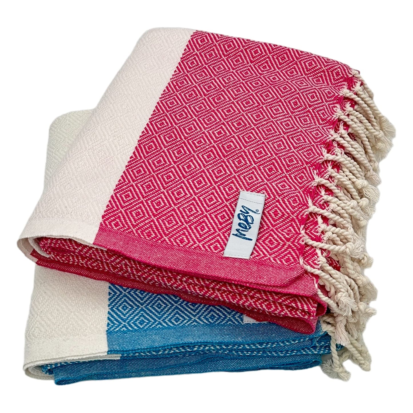 MEBY Set of 2 Sauna Towels XXL Large 90 x 180 cm 100% Cotton Beach Towel Turkish Hammam Towel Yoga Towel Peshtemal Picnic Blanket Travel Towel