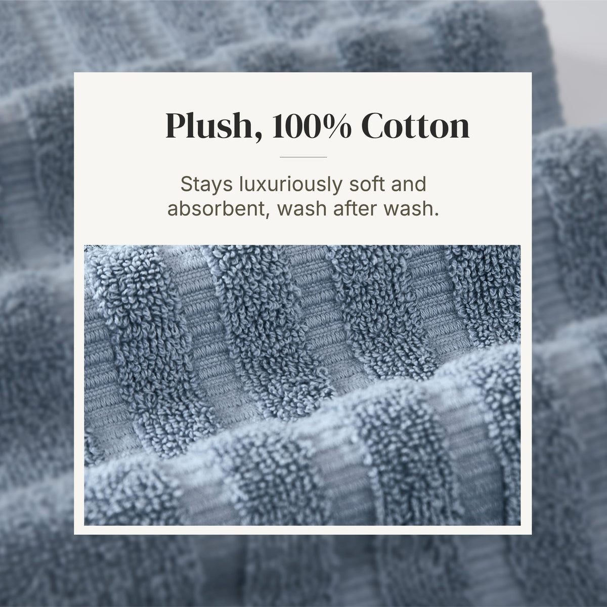 Pacific Coast Textiles 6 pc Yarn Dyed towel Organic Vines Cotton Blue,Single,40.6 x 25.4 x 12.7 cm