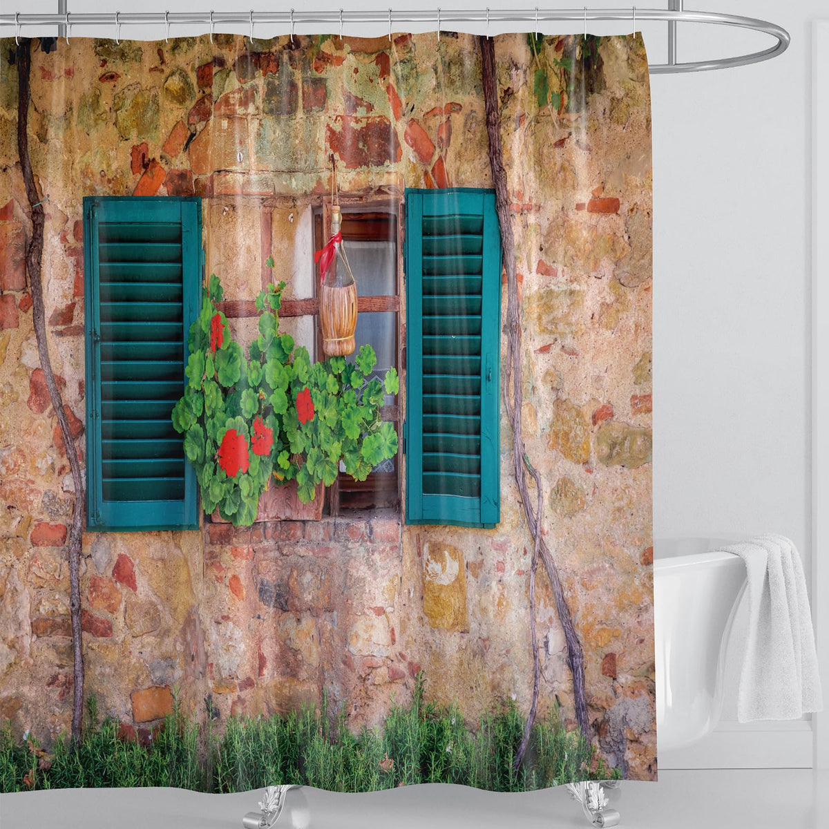 BANLMEYD Shower Curtain Garden Mould Proof Resistant Waterproof Garden Bathroom Curtains with 12 hooks Quick-Drying Weighted 180x180cm (71x71Inch)