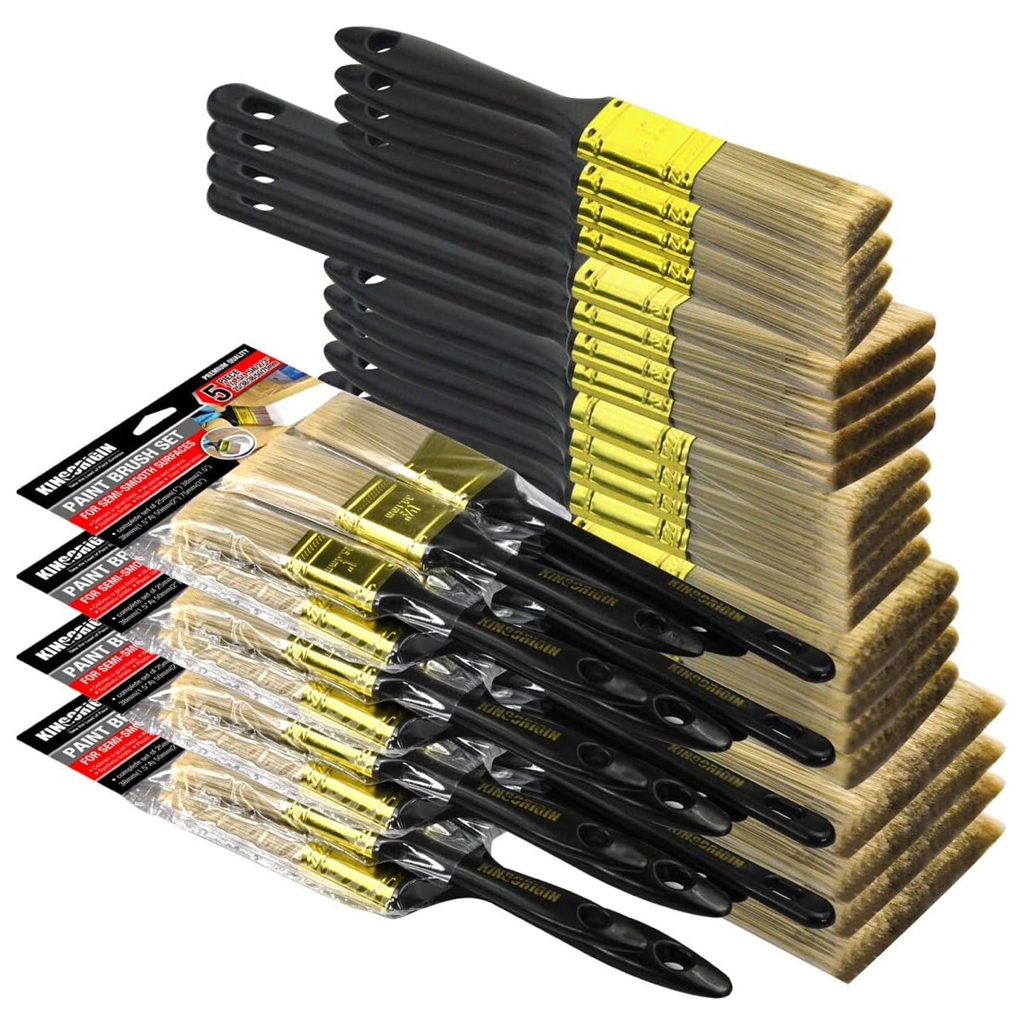 Kingorigin Paint Brushes, 20 PCS Paint Brush Set (3" 2" 1.5" 1" Flat &1.5" Angled), Paint Brush for Walls, Ceilings, Furniture, Wood Trim
