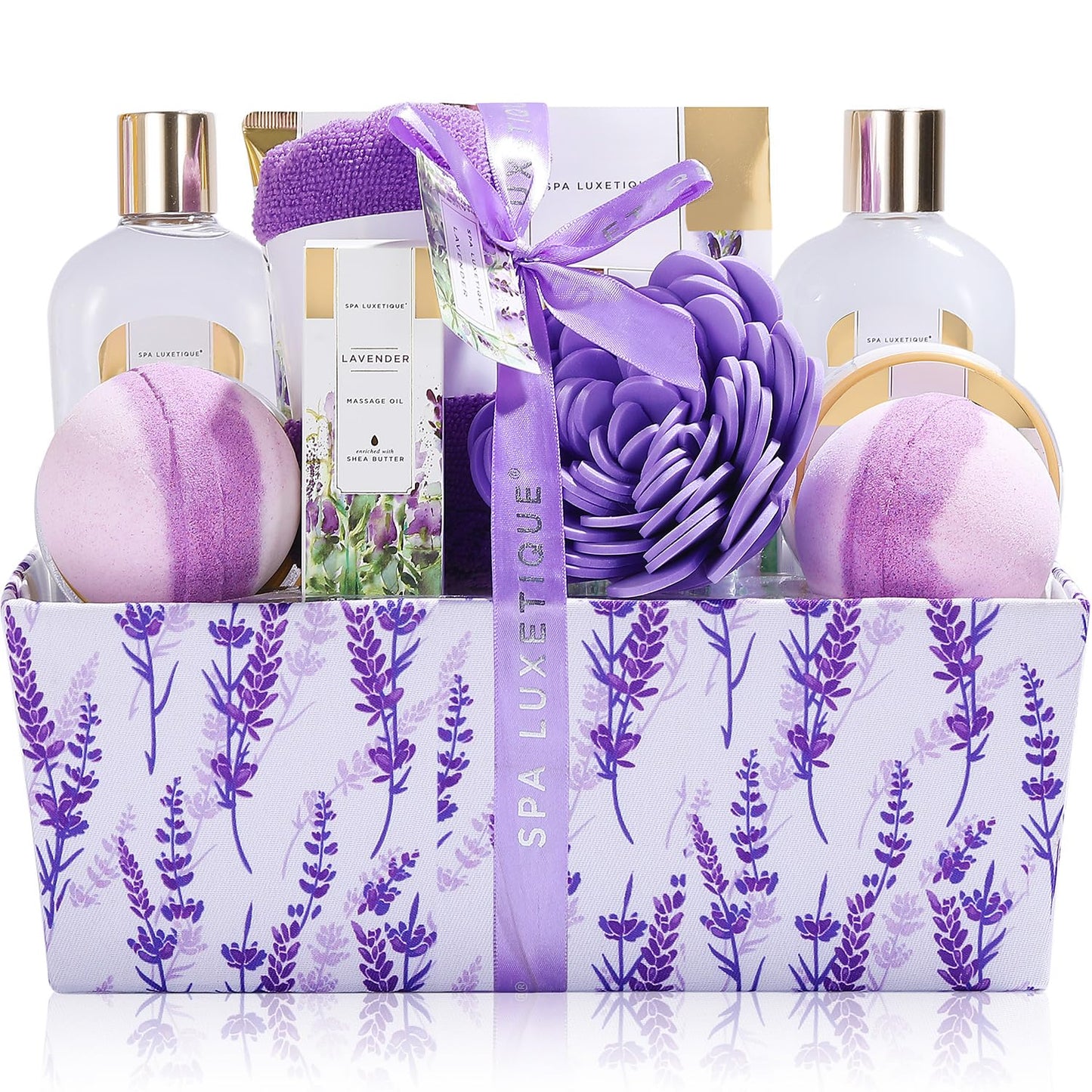 Spa Luxetique Spa Gift Sets,12pcs Lavender Birthday Hamper Gifts for Women, Bath Gift Sets with Body Lotion, Shower Gel,Pamper Sets for Women
