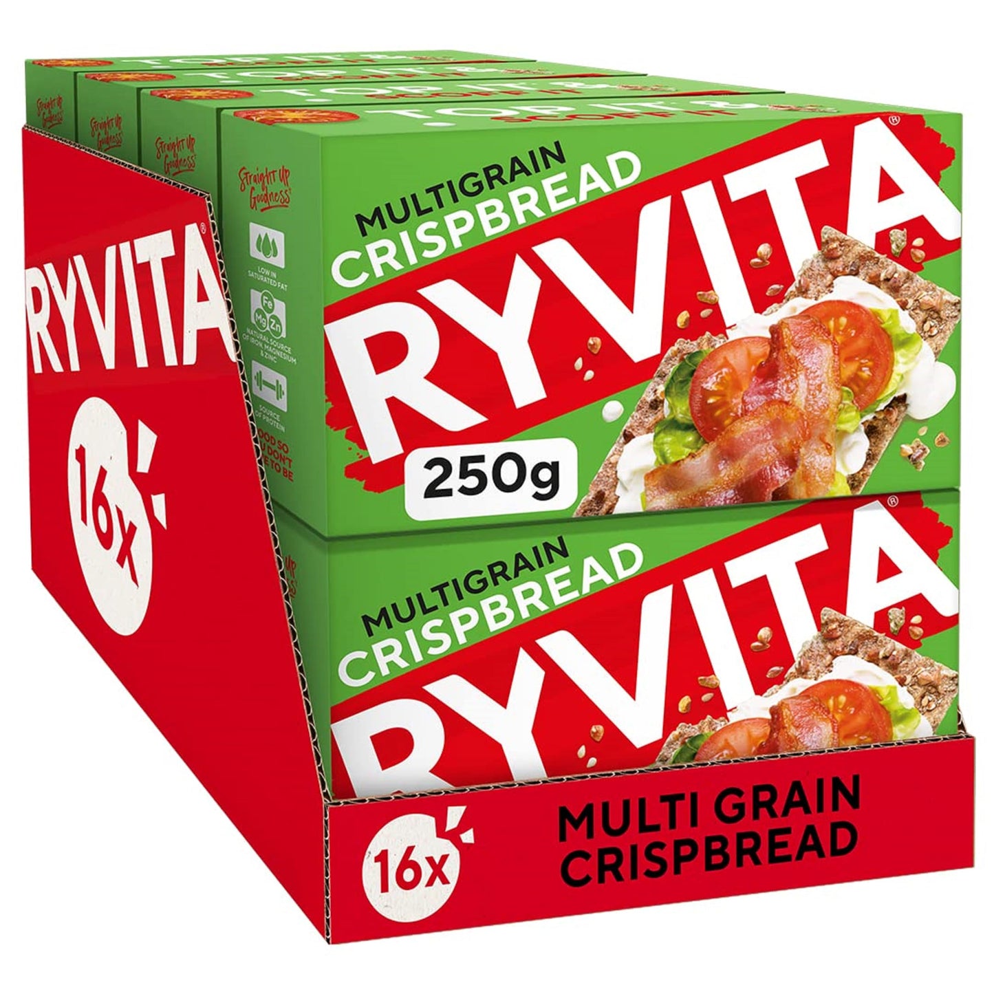 Ryvita Multigrain Crispbread | Healthy Snack | High in Fibre | 16 PACKS of 250g