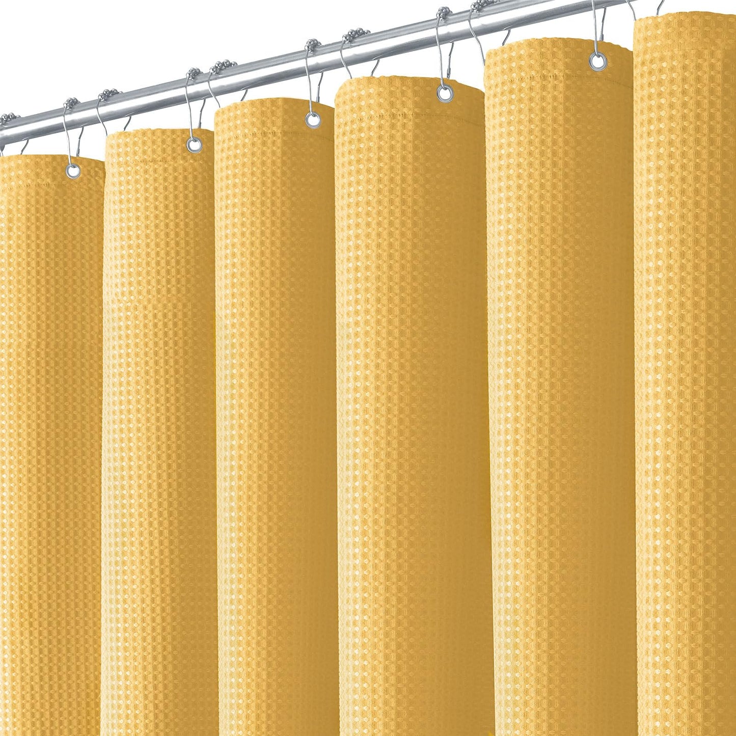 BTTN Waffle Shower Curtains, Heavy Duty Mould Proof Resistant Weighted Fabric Bath Curtain for Wet Room, Waterproof Washable Thick Hotel Luxury Shower