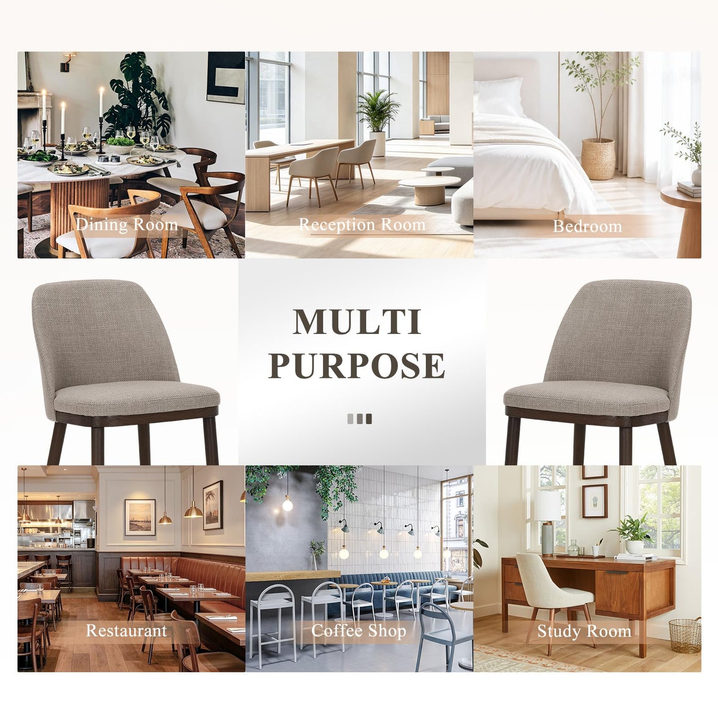 MALOL Thick Wood-base Dining Chairs Set of 4, Upholstered Kitchen Chairs with Solid Wood Legs and Thick Seat Cushion